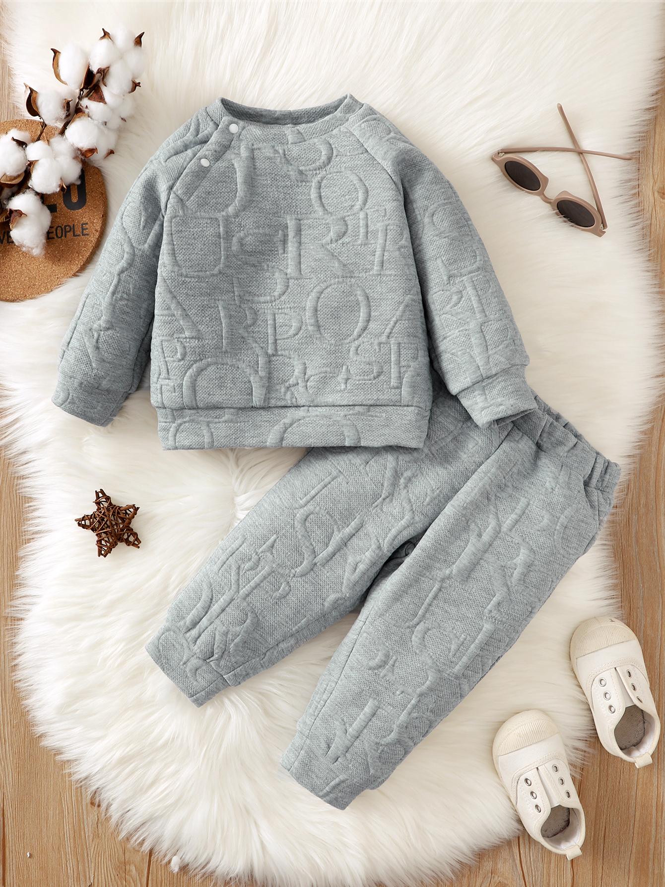 6M-3Y Kid fashion Clothes Boy Gray Long Sleeve Pants 2PCS Catpapa 112205453