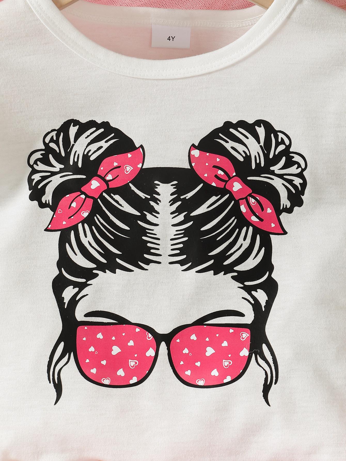 4-7Y Kid Girls' Valentine's Day Pants Sets Pagoda Sleeve Tops Elastic Heart Print Trousers 2Pcs Clothing From 4Y-7T White Catpapa GS132312162