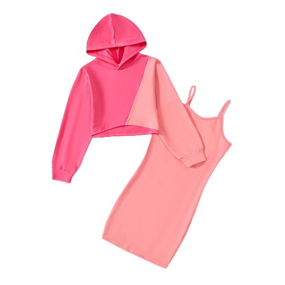 8-14Y Kid Girls Outfits Leopard Pattern Hoodies Short Sweater Hoodies Sleeveless Dress 2Pcs Nice Apparel Clothes Set Black Catpapa 462308013