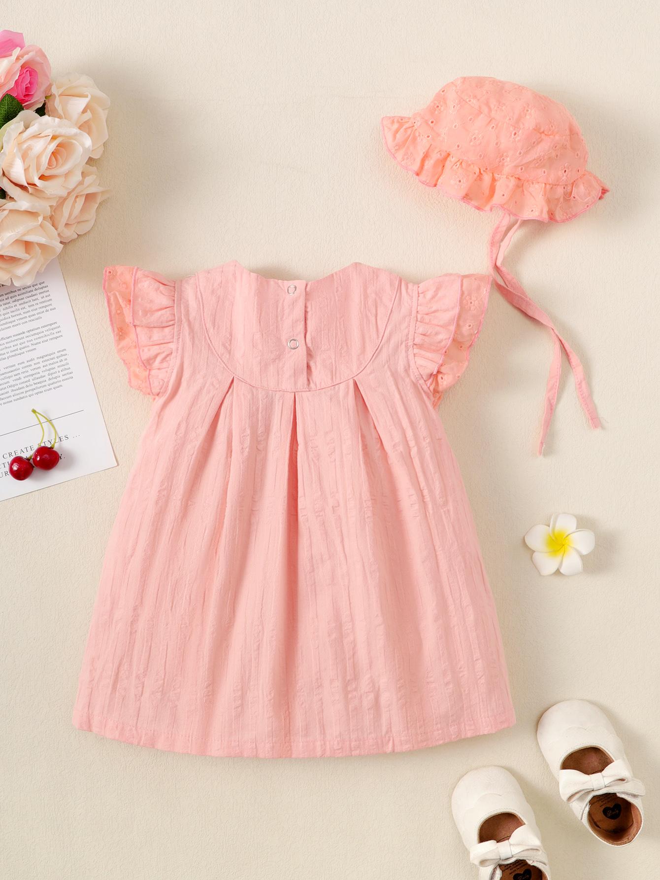 2-15M Kid Fashion Ready Stock Girls Outfits Sleeveless Solid Color Summer Dress With Hat 2Pcs Clothes Set Catpapa ZX-ZB001