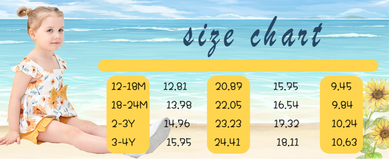 【WILD LIKE MY CURLS】baby girl summer suit baby girl yellow floral outfit 3pcs set F132111053-1