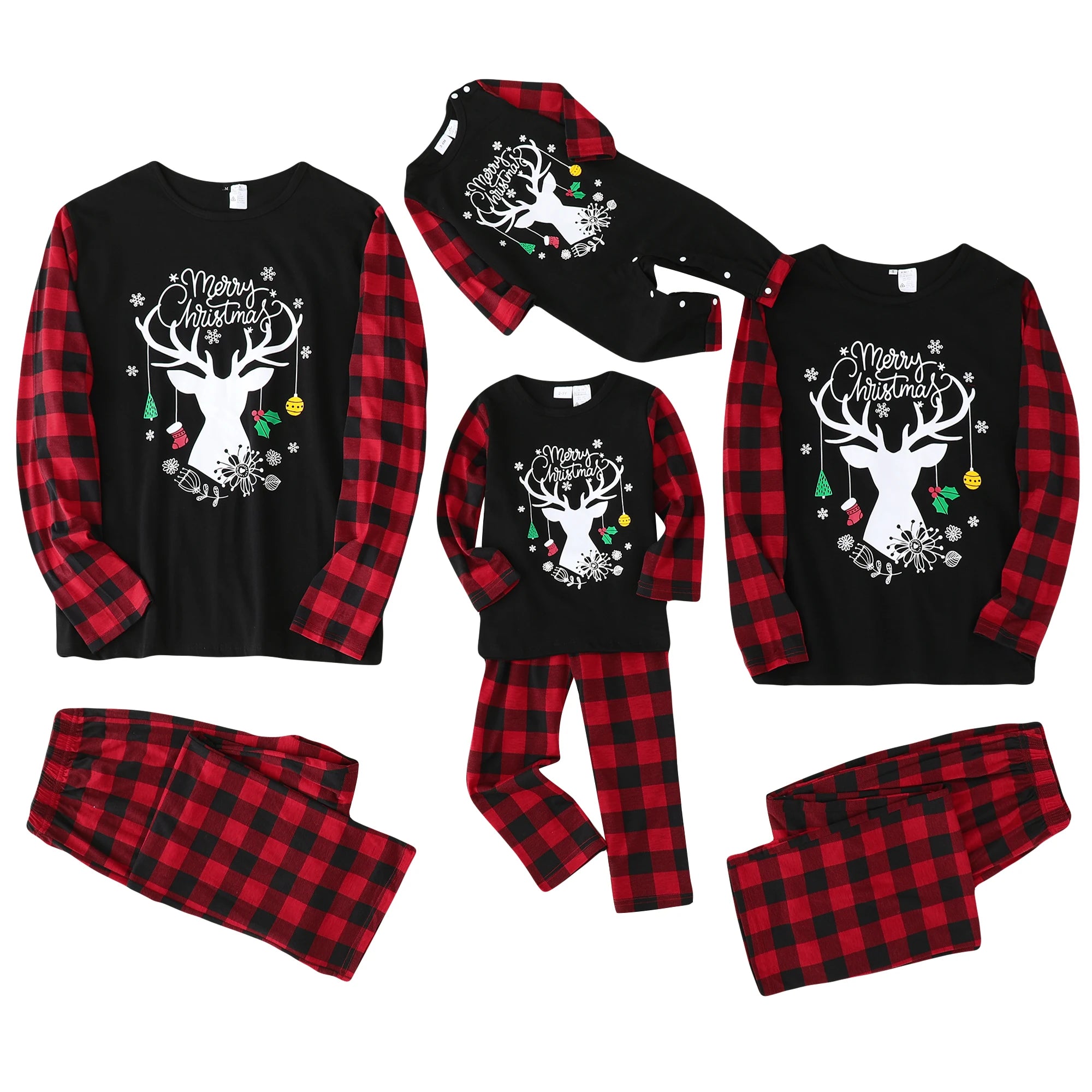 Custom pajamas wholesale Family Matching Christmas Pajamas Set Letter Print Custom Pattern Parents and Kids Home Wear Catpapa