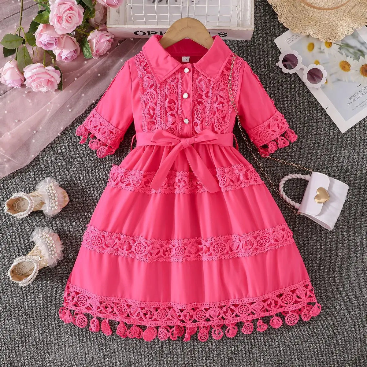 2-7Y Bulk Toddler Girls Dress Summer Christian Baptism Dress Princess Lace Elegant Dress Catpapa Kids Clothes Wholesale Vendors