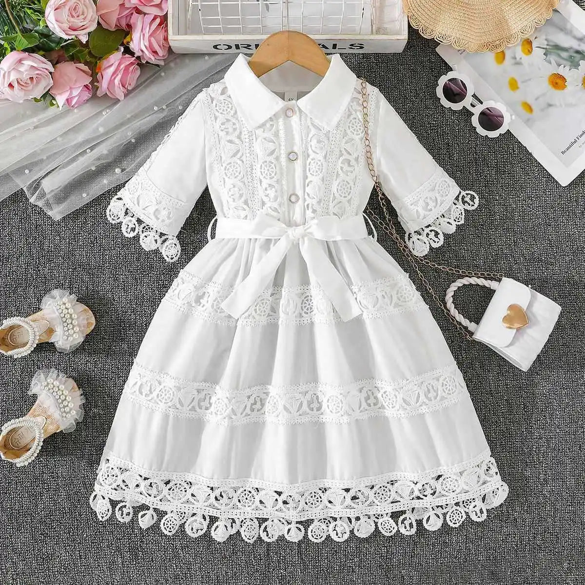 2-7Y Bulk Toddler Girls Dress Summer Christian Baptism Dress Princess Lace Elegant Dress Catpapa Kids Clothes Wholesale Vendors