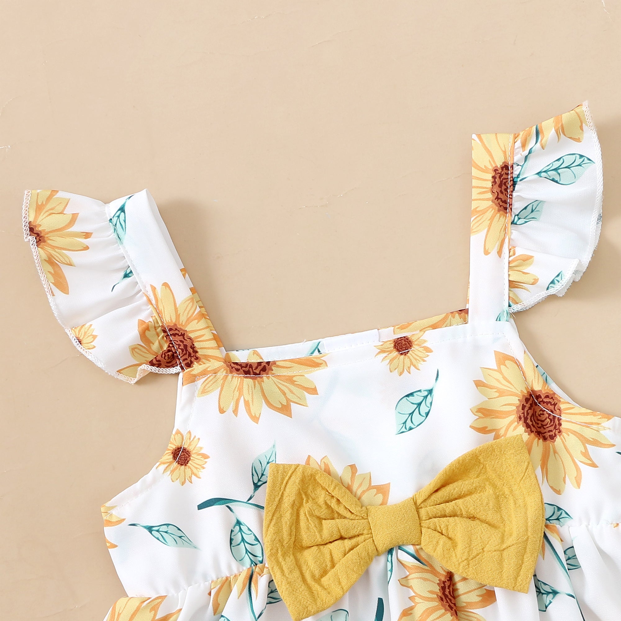 【WILD LIKE MY CURLS】baby girl summer suit baby girl yellow floral outfit 3pcs set F132111053-1