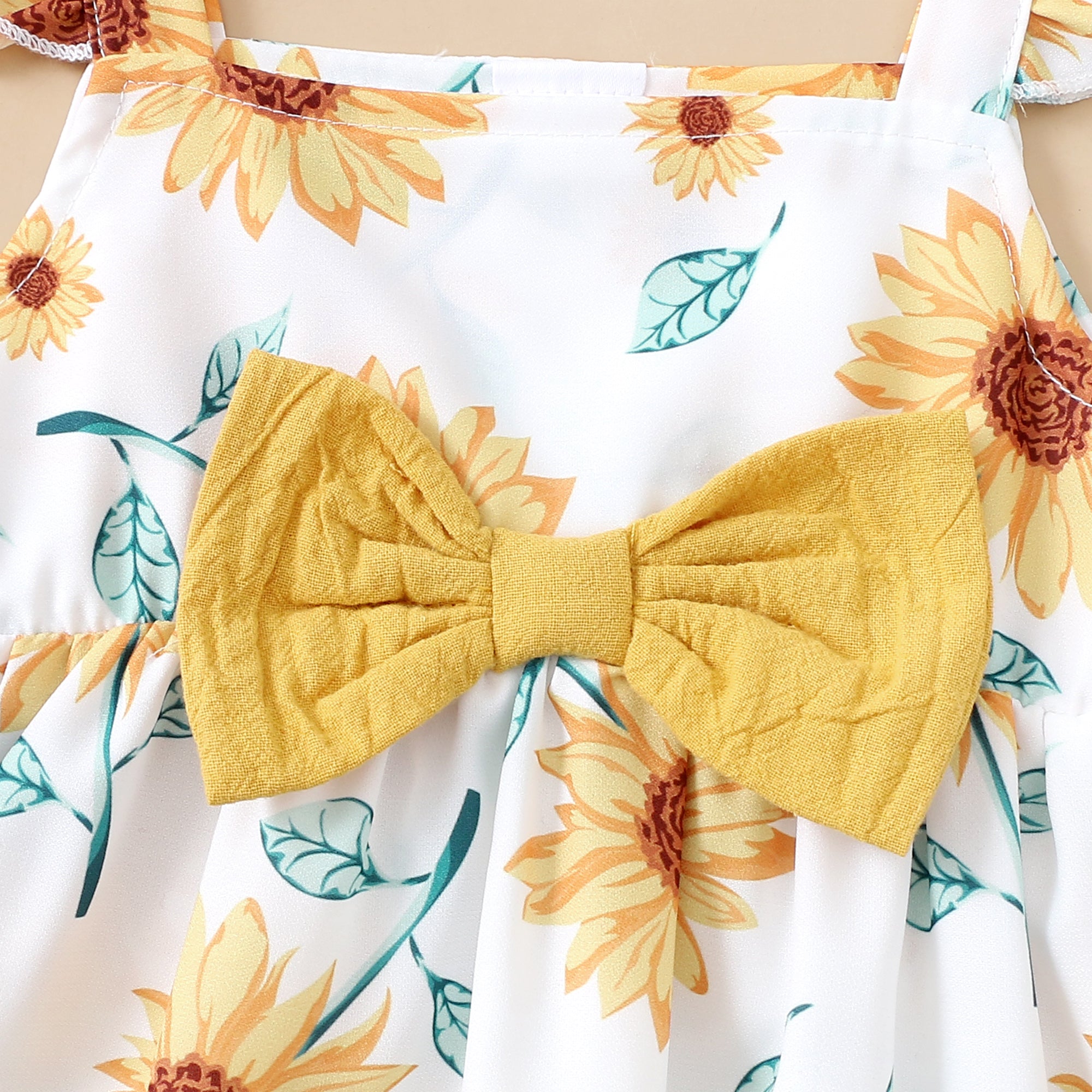 【WILD LIKE MY CURLS】baby girl summer suit baby girl yellow floral outfit 3pcs set F132111053-1