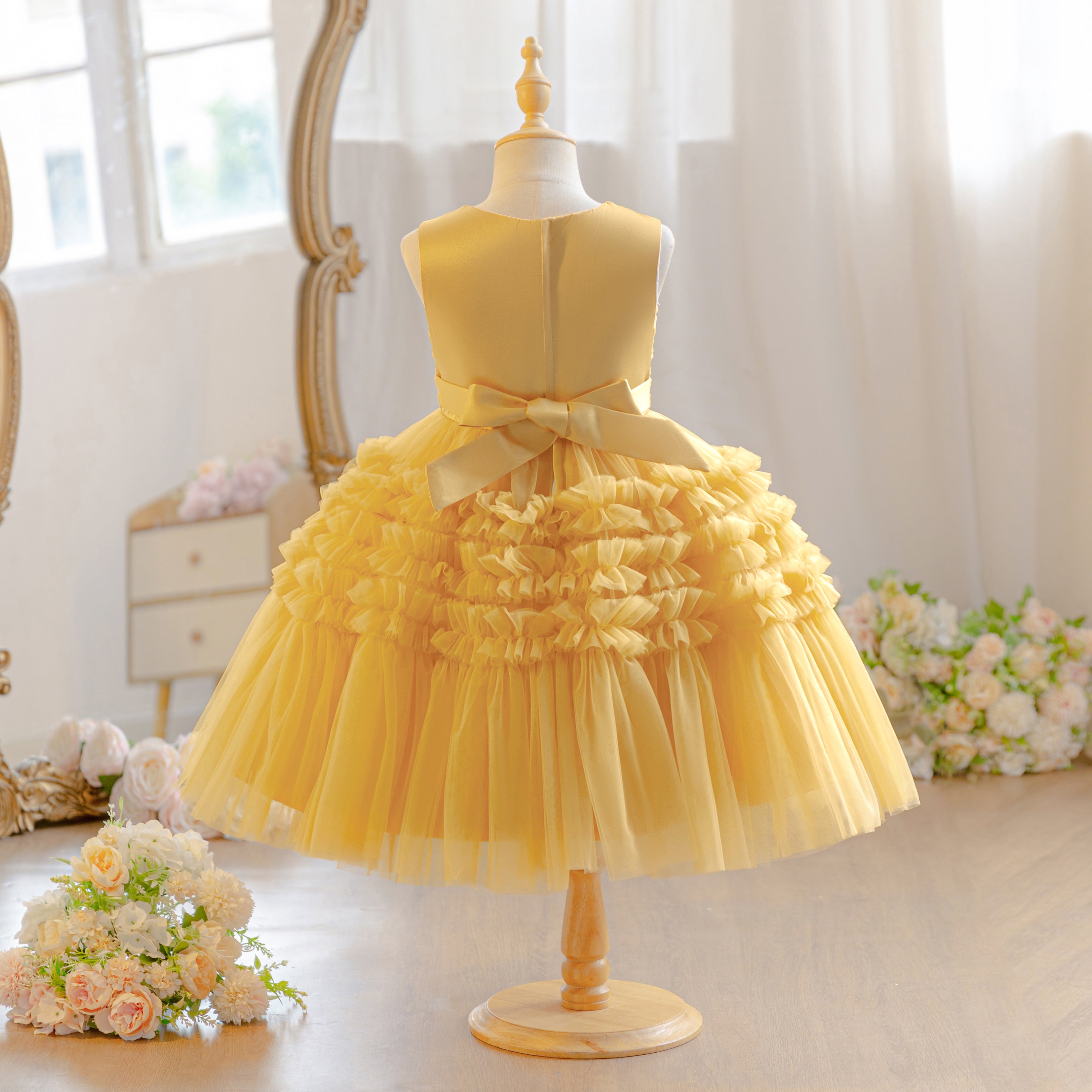 Wholesale Princess Lace Dress for Girls | Puffy Tulle Birthday Party Outfit & Piano Performance Costume | Formal Kids Ball Gown 2-8Y for Boutiques