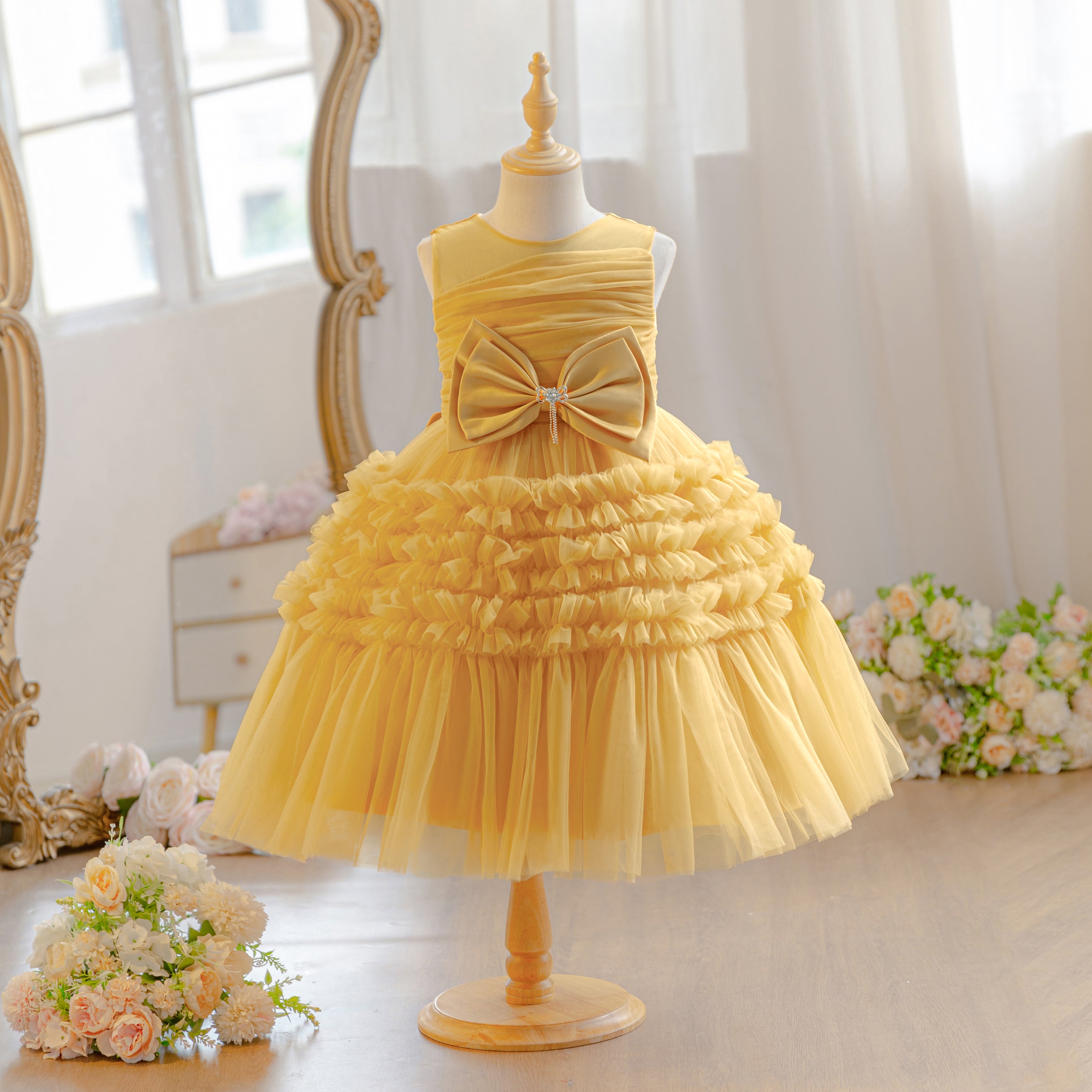 Wholesale Princess Lace Dress for Girls | Puffy Tulle Birthday Party Outfit & Piano Performance Costume | Formal Kids Ball Gown 2-8Y for Boutiques