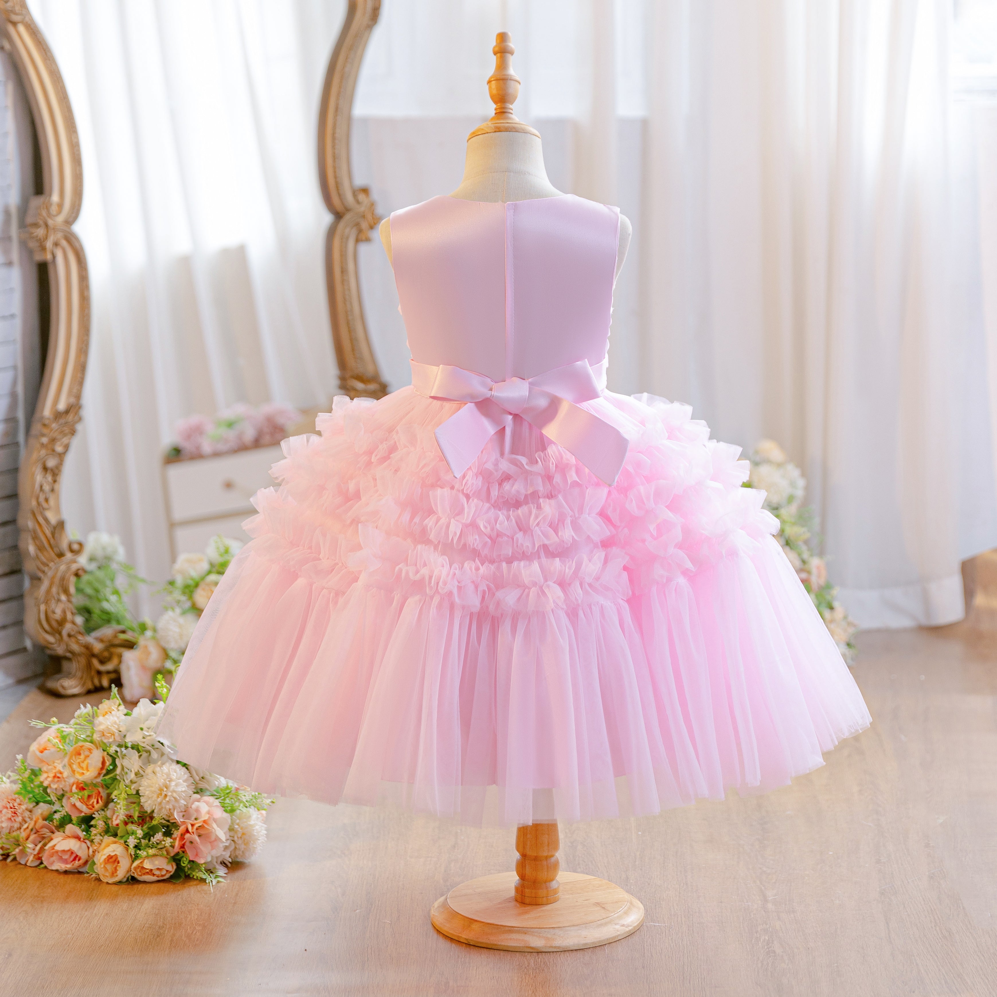 Wholesale Princess Lace Dress for Girls | Puffy Tulle Birthday Party Outfit & Piano Performance Costume | Formal Kids Ball Gown 2-8Y for Boutiques
