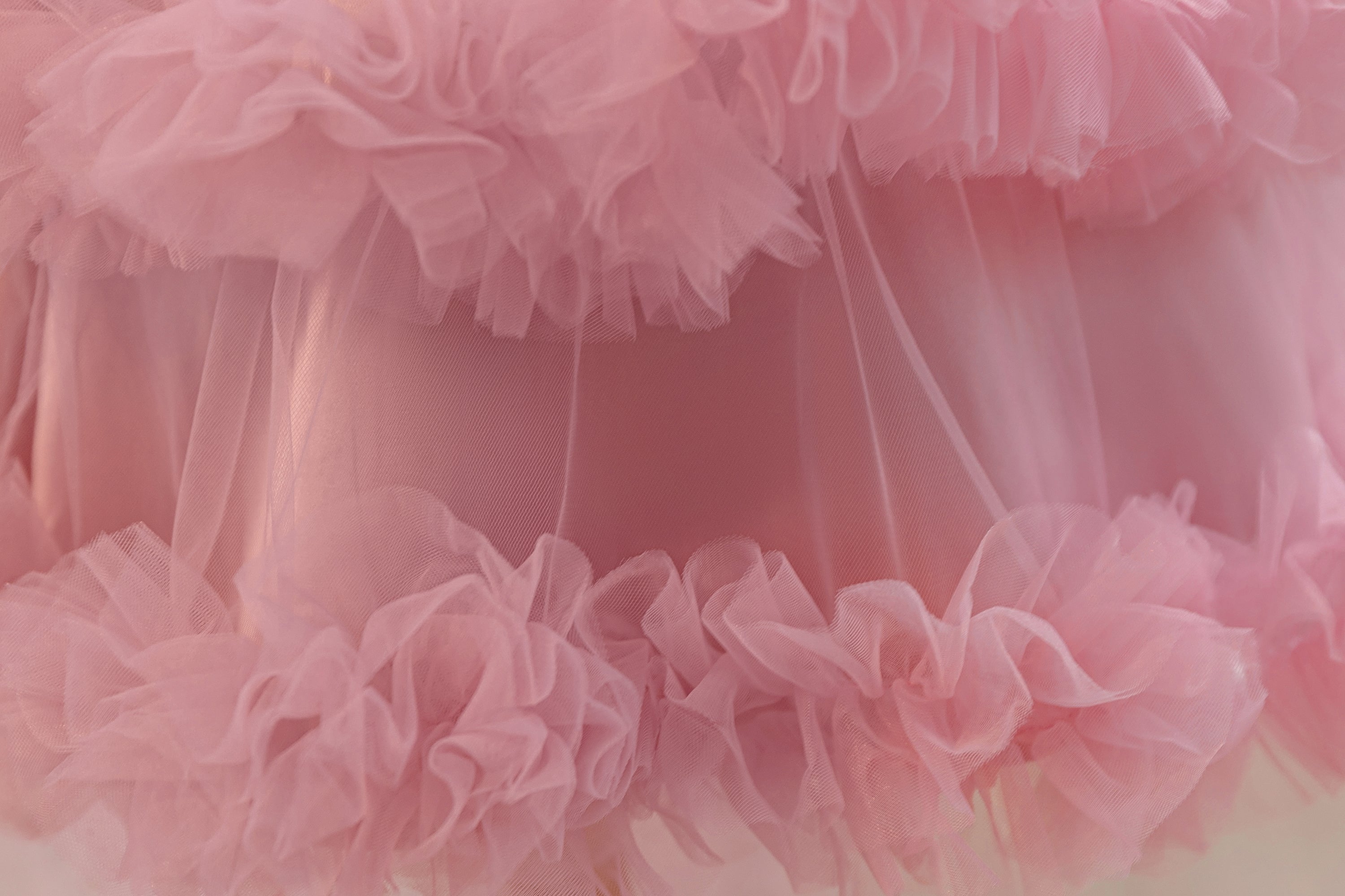 Wholesale 18M-7Y Girls Sleeveless 3D Flower Ruffle Tiered Tulle Princess Dress, Kids Birthday Party Soft Mesh Formal Gown