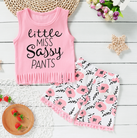 1-8Y Baby Girl Summer Short Sleeve Outfit Wholesale Baby Clothes