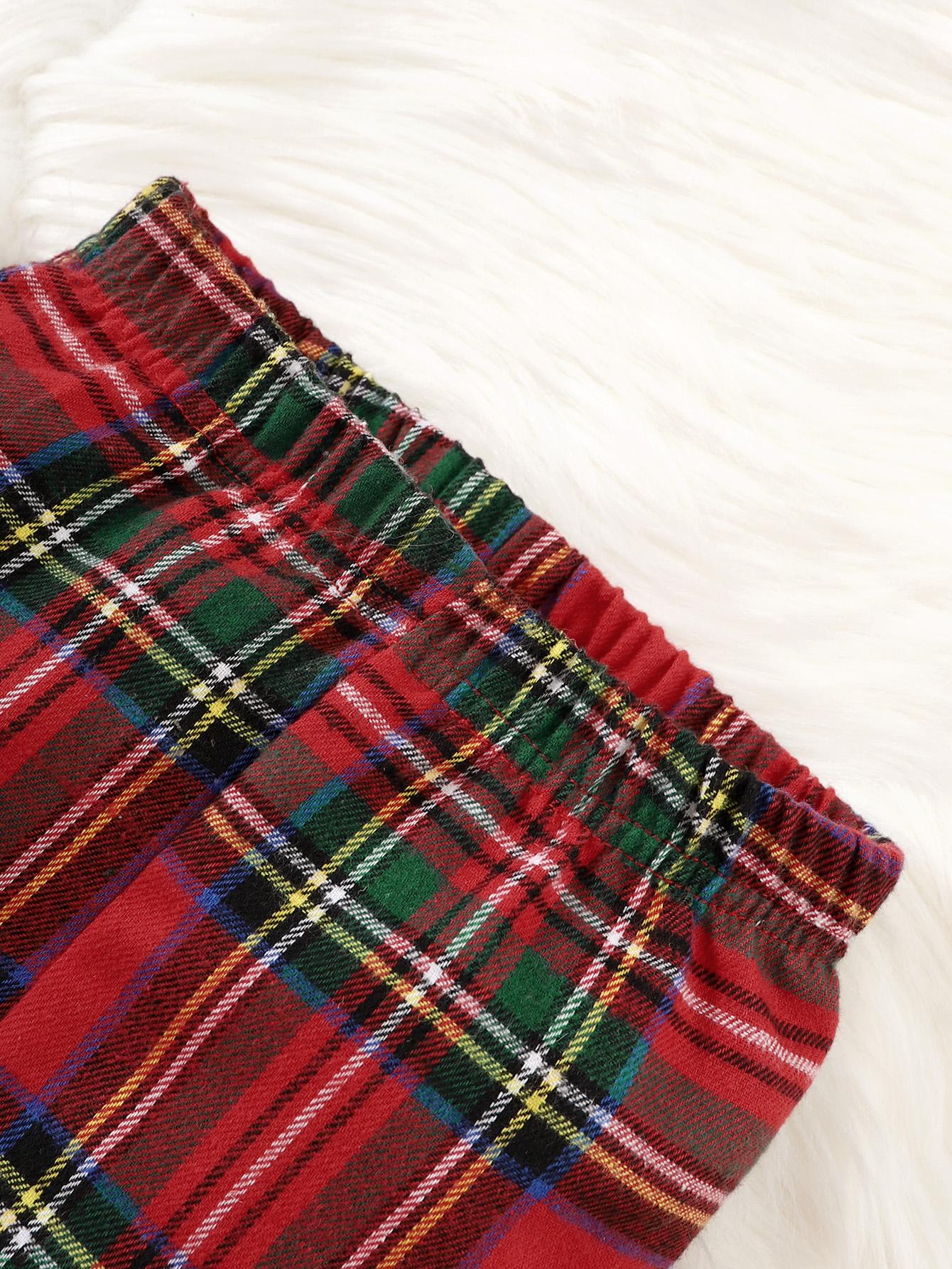 6M-3Y Baby Girl Black Long Sleeve Plaid Flared Pants Suit Girls Christmas Outfit Catpapa 112206601-2