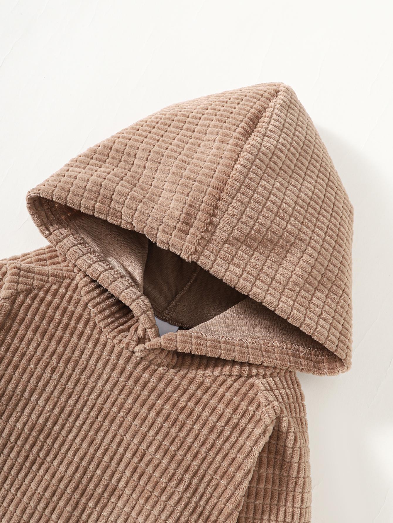 6M-3Y Baby Boys Clothes Boys Waffle Pattern Casual Knitted Long Sleeve Hoodies Tops Elastic Pants 2Pcs Outfits Size: 6M-3Y Khaki Catpapa 462308182