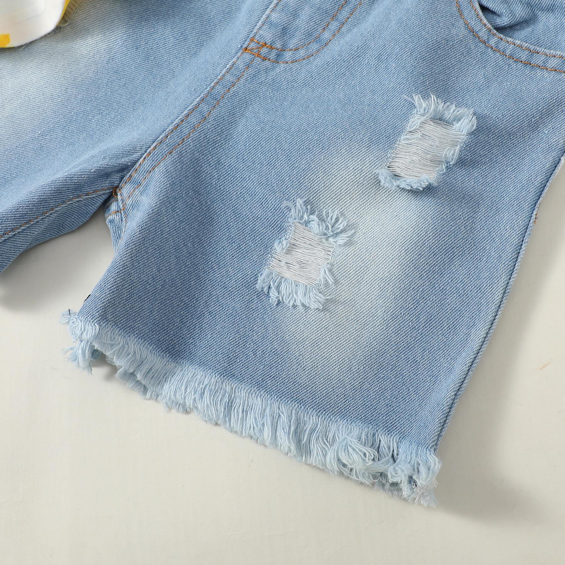 12M-4Y Baby Outfits Baby Girl Sunflowers T-Shirt Short Jeans 2PCS Catpapa YMX2003015
