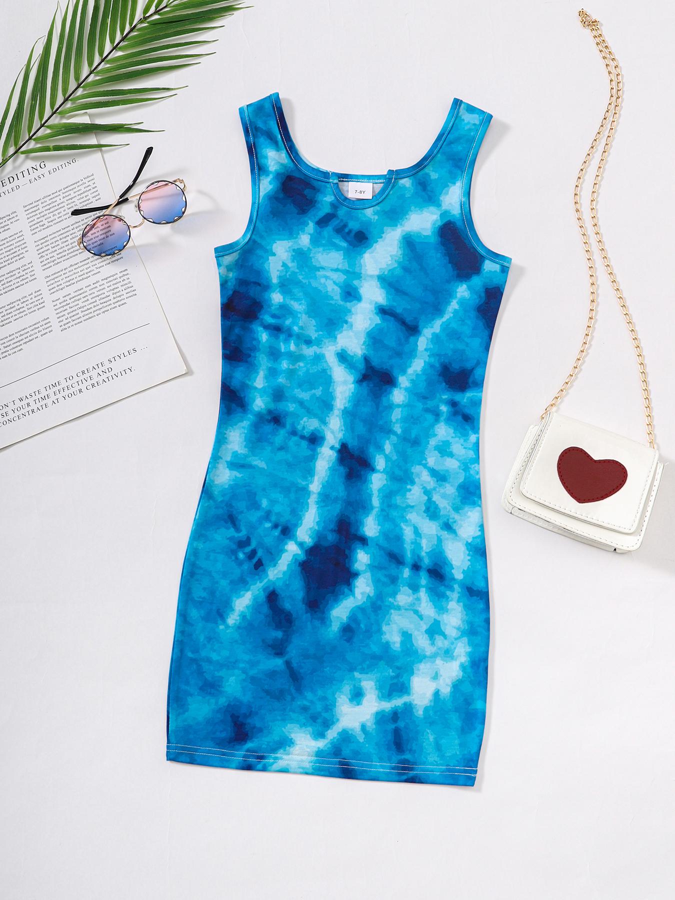 5-14Y Ready Stock Kids Girls Dress Tie-dye Sleeveless Summer Leisure Dress One Piece Casual Dress Catpapa 462306003