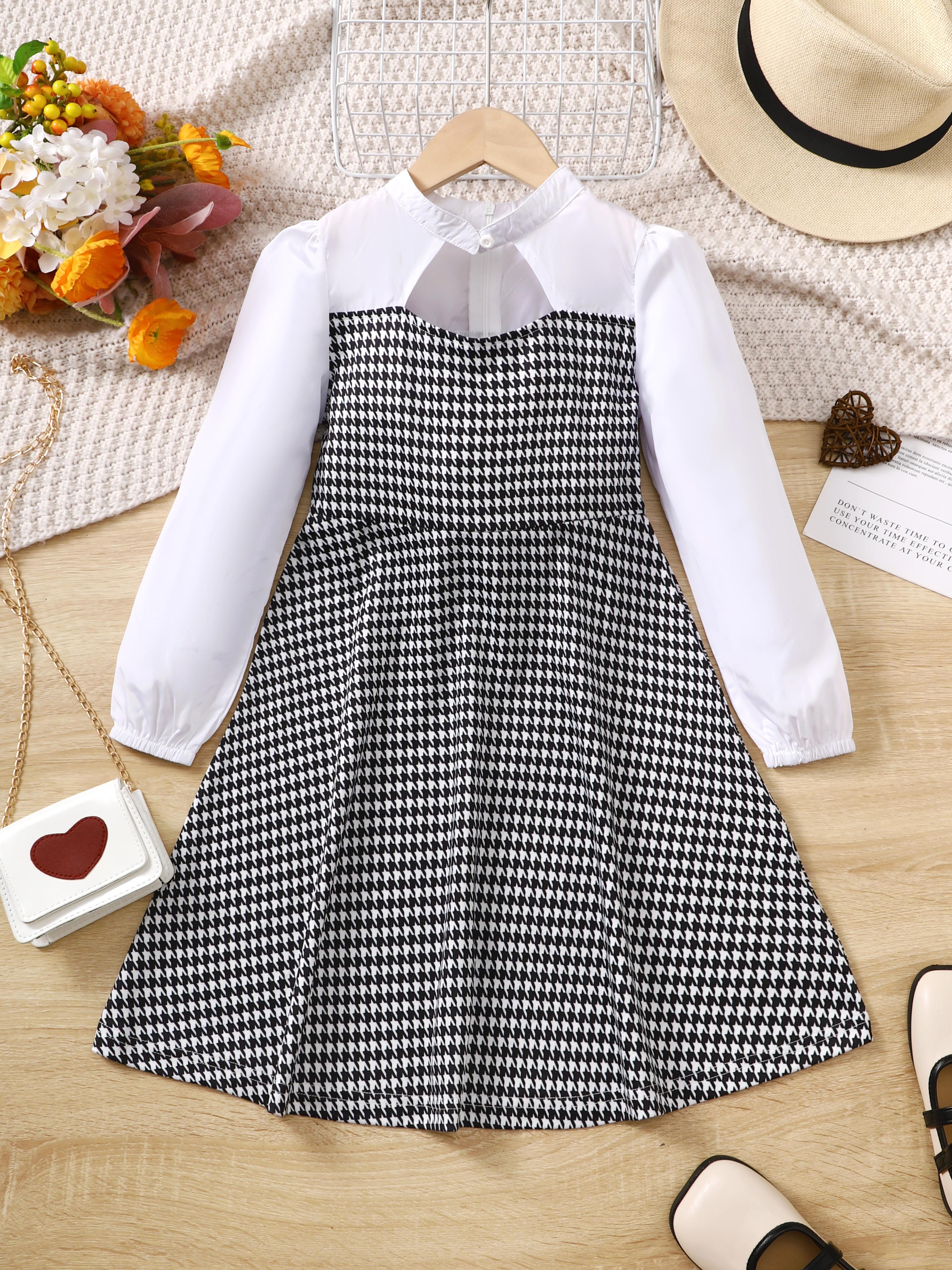 8-14Y Kids Girls Dress Big Girls' Cut-out Neck Design Long Sleeve Shirt Dress One Piece School Going Out Dress White Catpapa 462305010