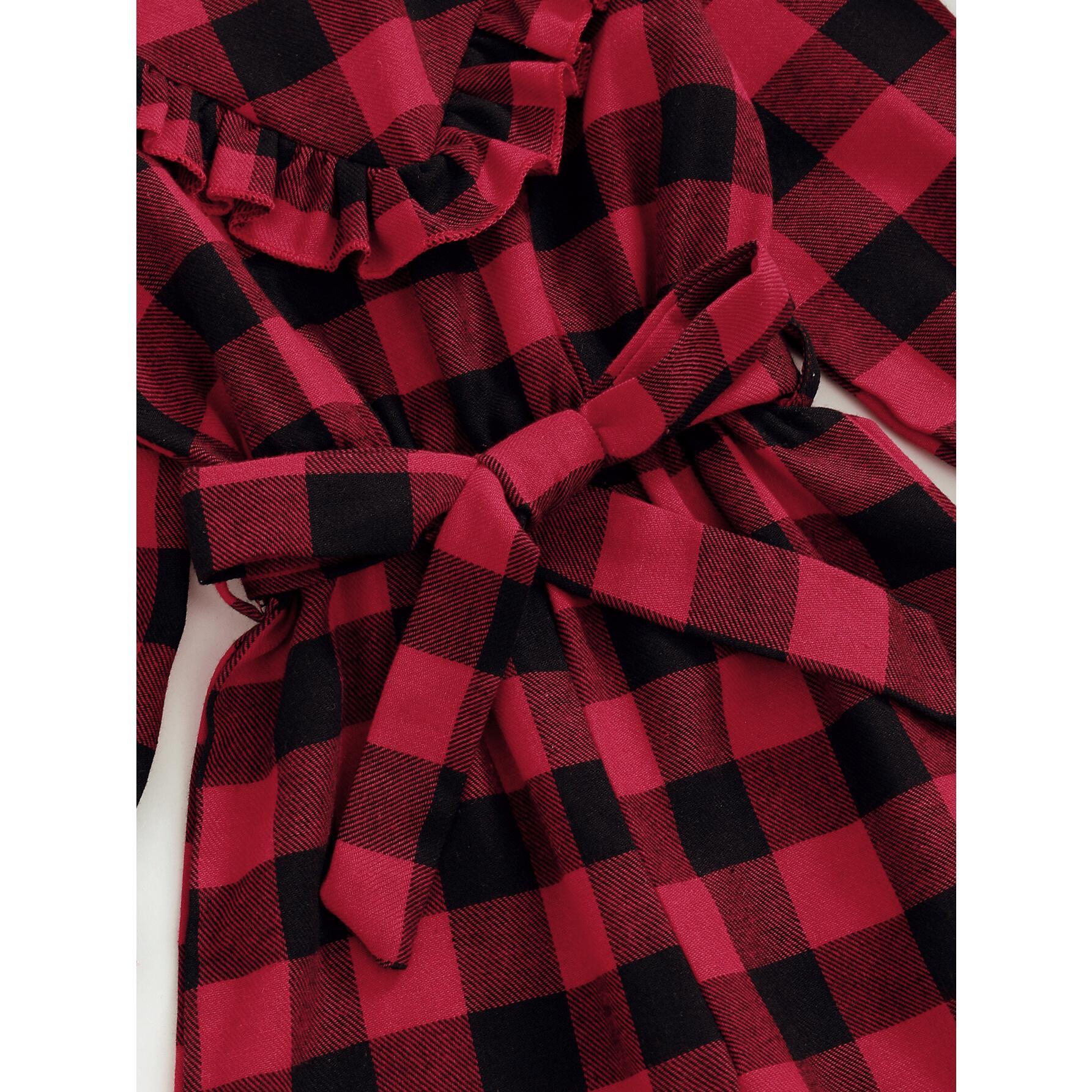 12M-7Y Kids fashion Girl Clothes Long Sleeve One Piece Jumpsuit Baby Girl Red Plaid One-piece Bodysuit Catpapa WL20081465