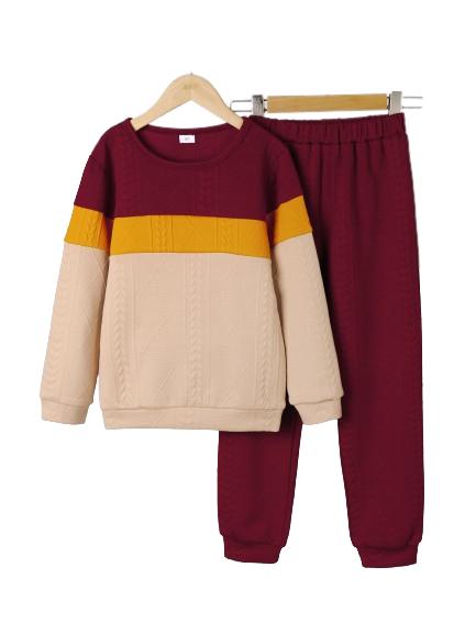 8-14Y Ready Stock Kids Boys Outfits Pants Sets Splice Long Sleeve Sweater For Fall Winter Essential Pants 2Pcs Clothes Set Catpapa 462305012