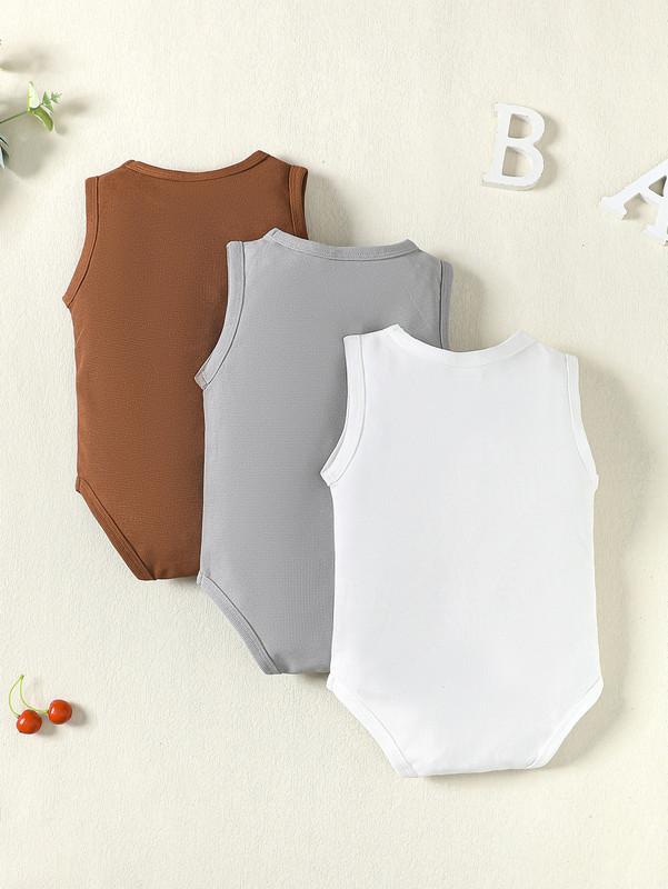 1-18M 3-Pieces Infant Baby Boys' Bodysuit Summer Baby Onesies Newborn Baby Boy's Clothing Wholesale Catpapa 462312151