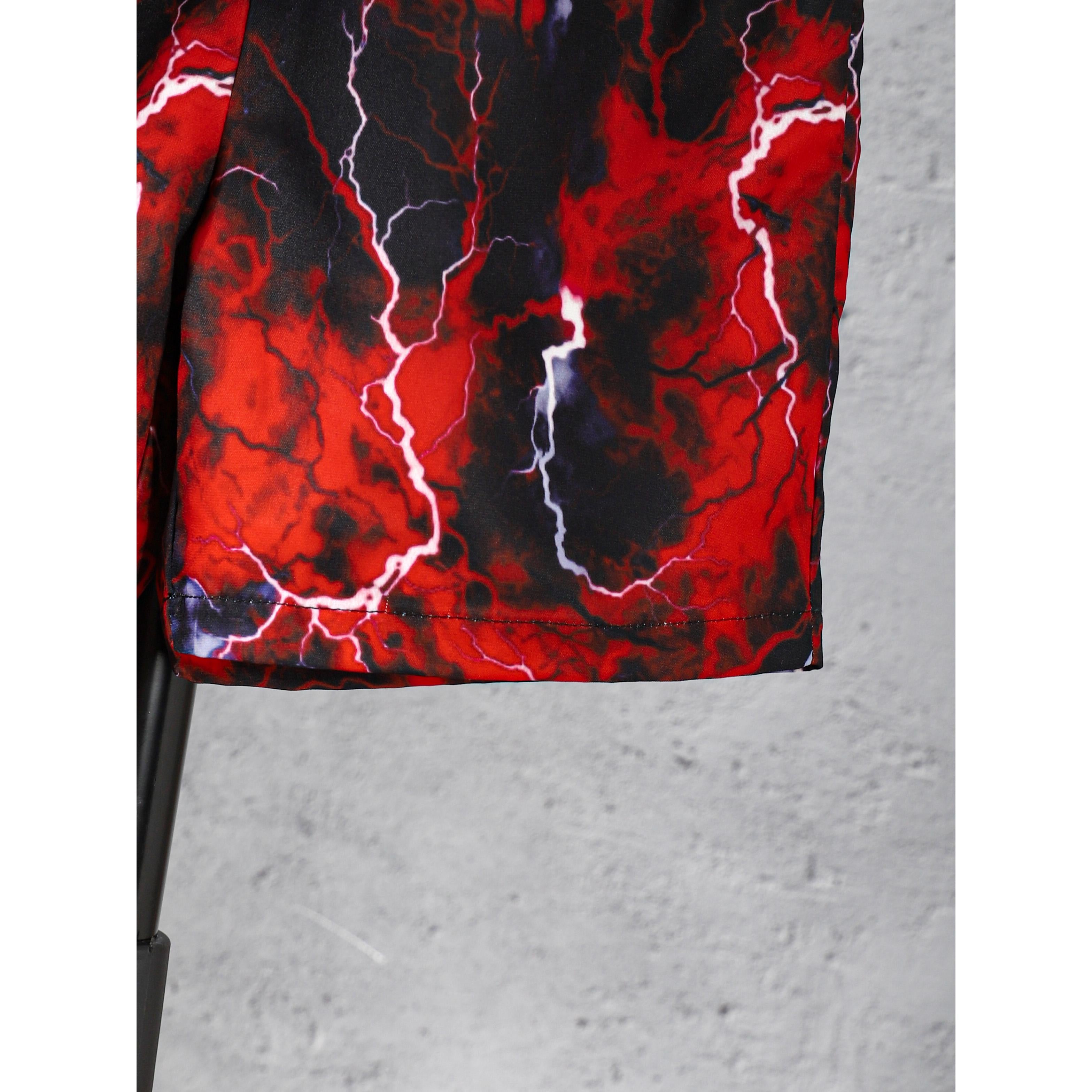 7-15Y Ready Stock Kids Boys Clothes Lighting Print Splice Summer T-shirts Elastic Shorts 2PCS Outfits Sets Black Catpapa 462306010