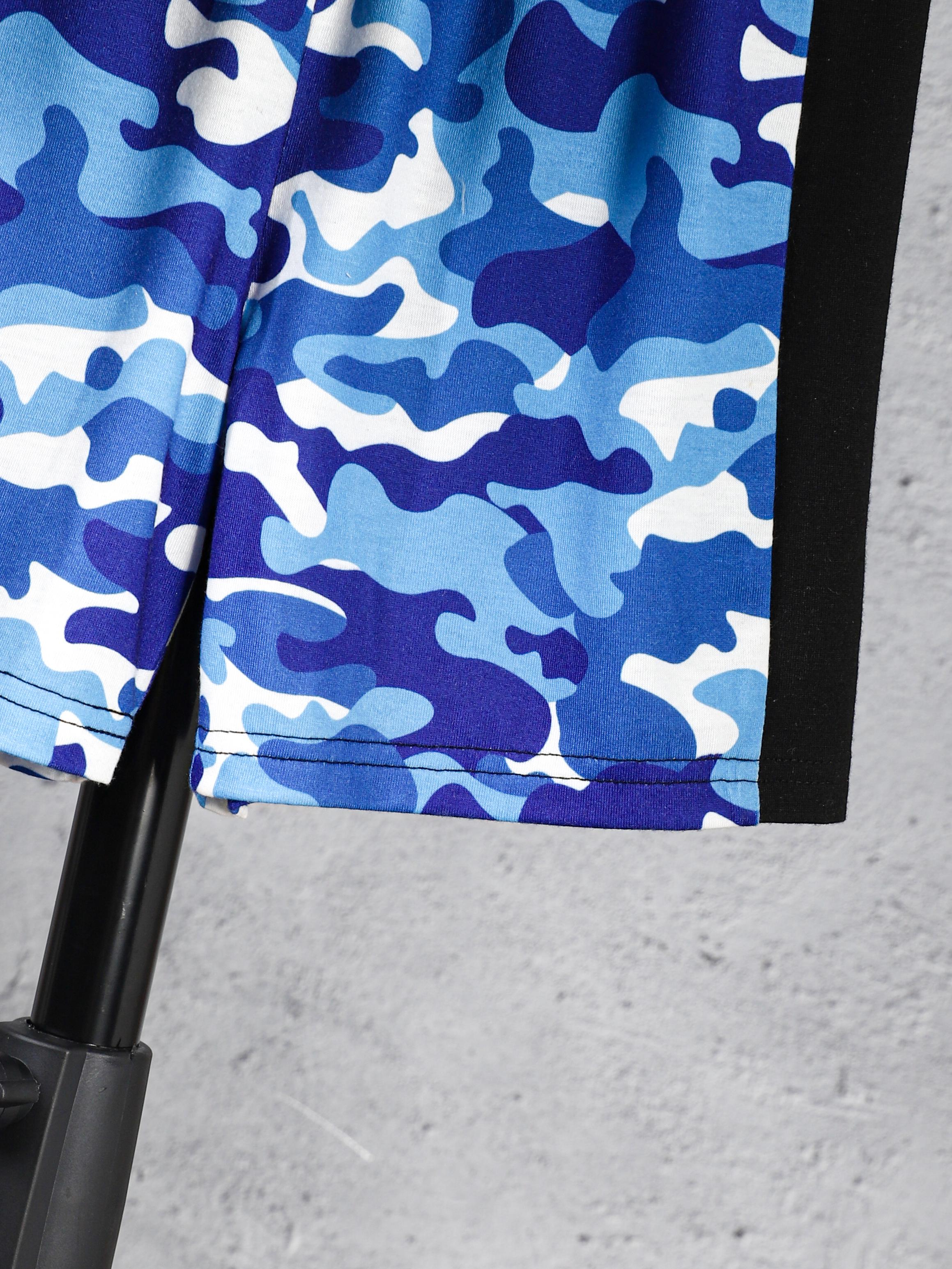 7-15Y Kids Clothes Boys Clothes Shorts Sets Bear Pattern Splice Camouflage Print T-shirt Outfits For Summer Blue Catpapa 462306016