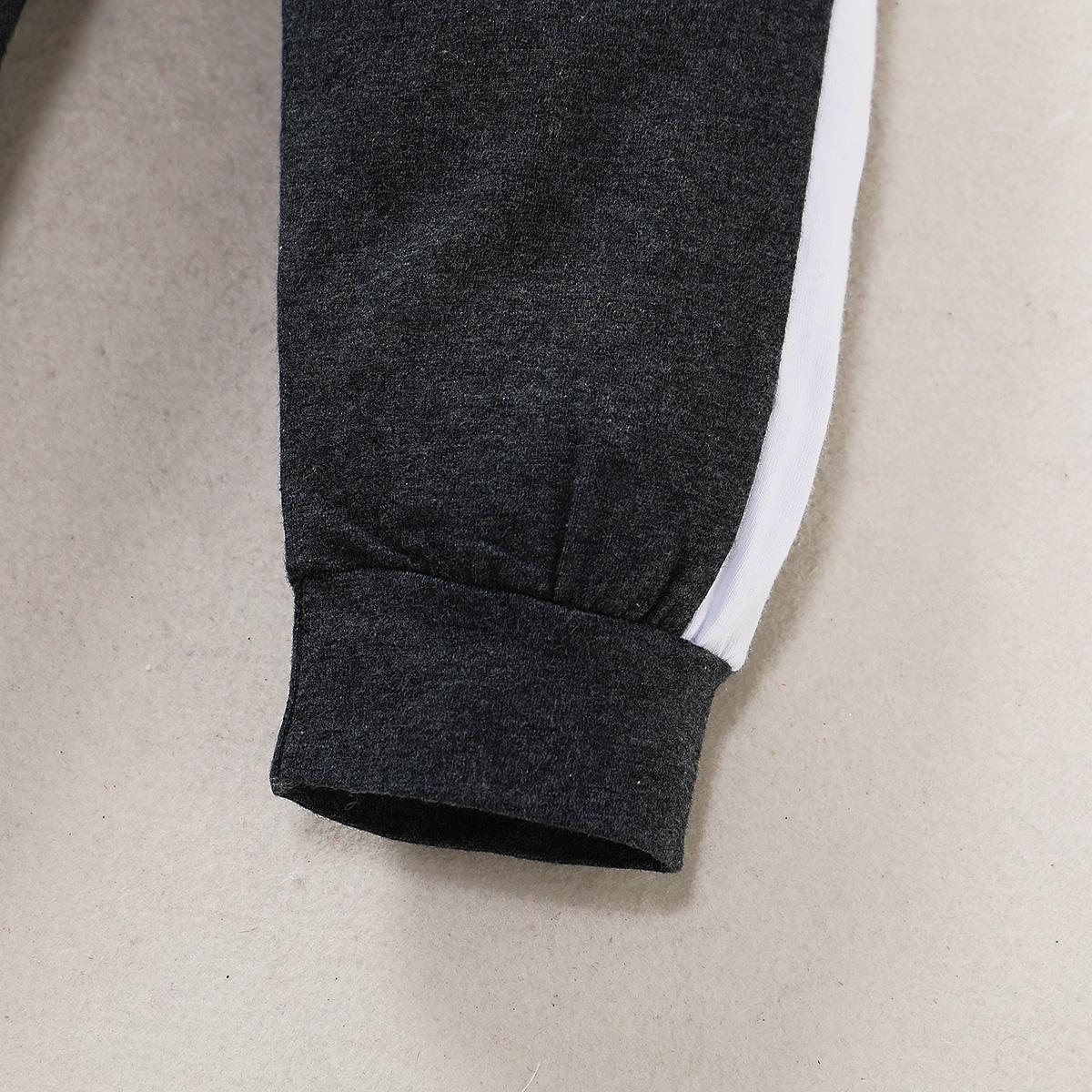 18M-5Y Kid fashion Boys Clothes MR STEAL Letter Print Dark Grey Crew Neck Long Sleeve 2PCS Catpapa WL20061048-3
