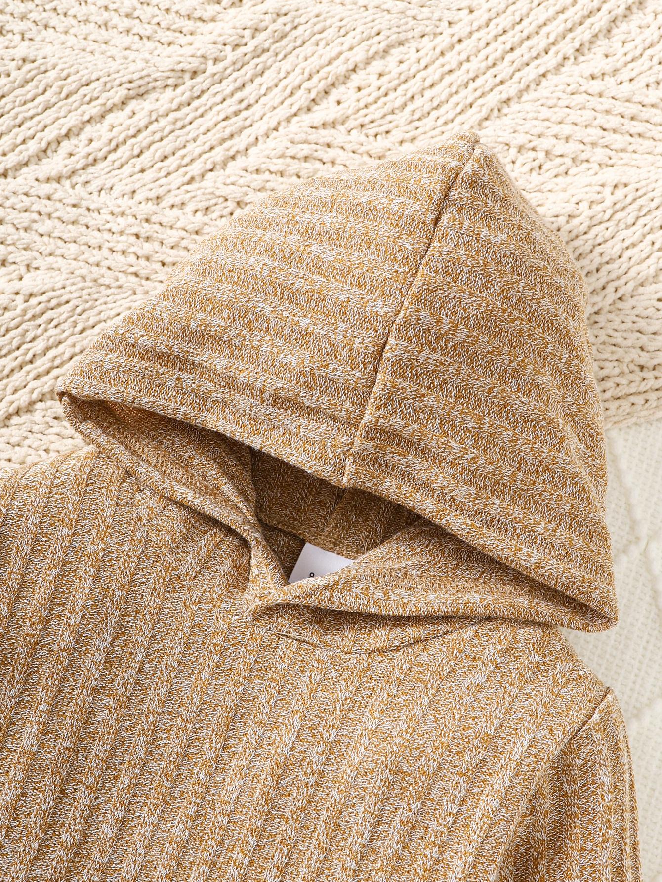 6M-3Y Baby Boys Clothes Solid Color Casual Knitted Long Sleeve Hoodies Tops Elastic Pants 2Pcs Outfits Size: 6M-3Y Light Brown Catpapa 462308181