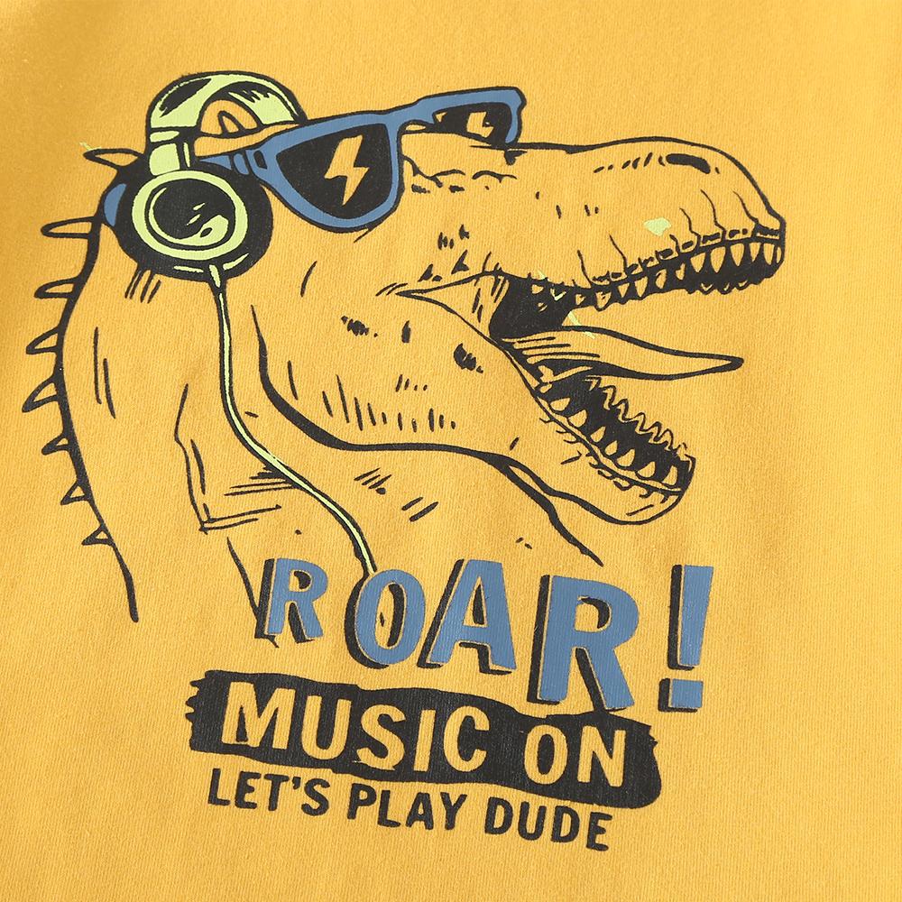 3-24M kid fashion boys Clothes Dinosaur Short sleeve shirt Elastic Shorts 2pcs Outfit Yellow catpapa 2184131