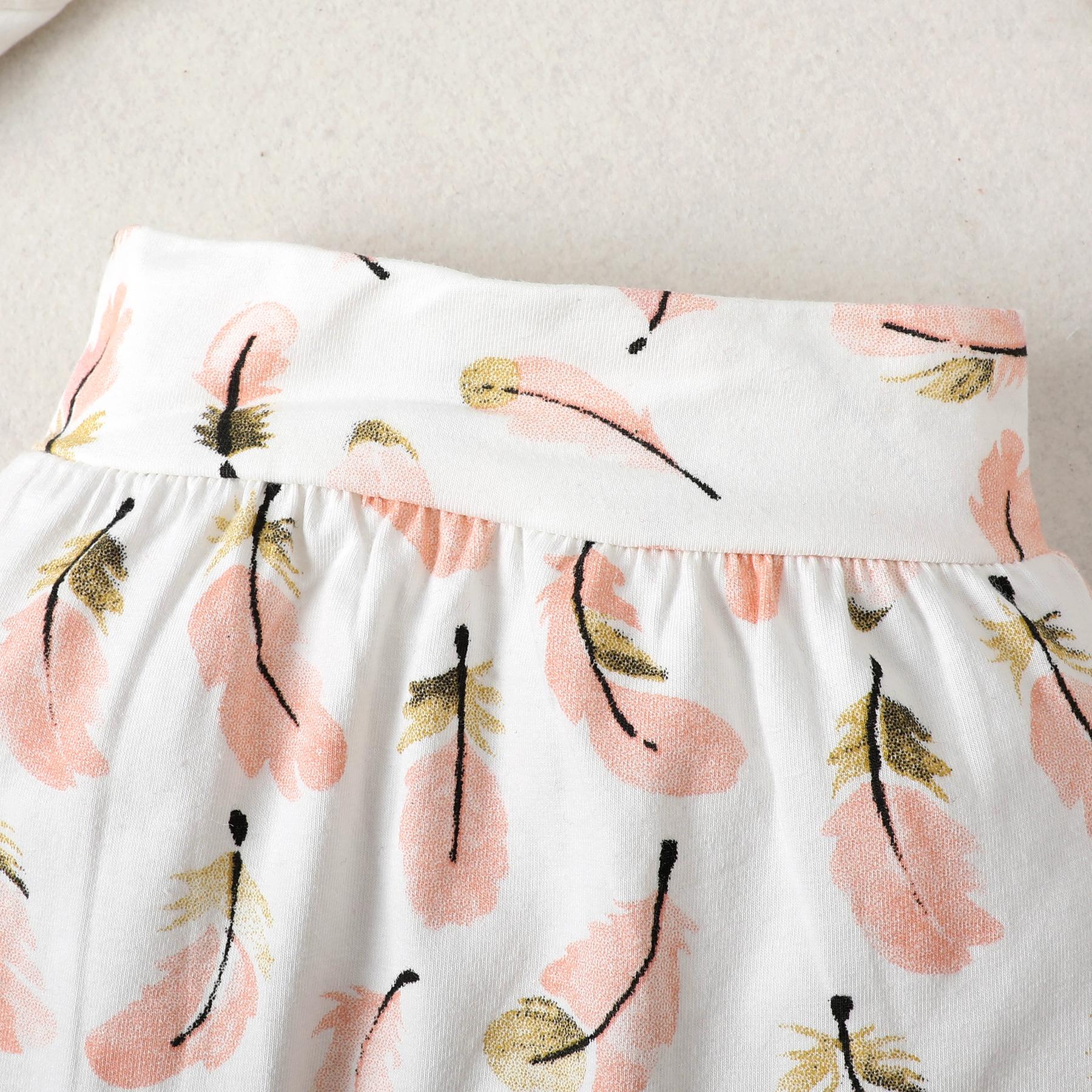 3-18M kid fashion girls Clothes Girl Long Sleeve Feather Bodysuit Pants Hat 3Pcs White Catpapa 191681