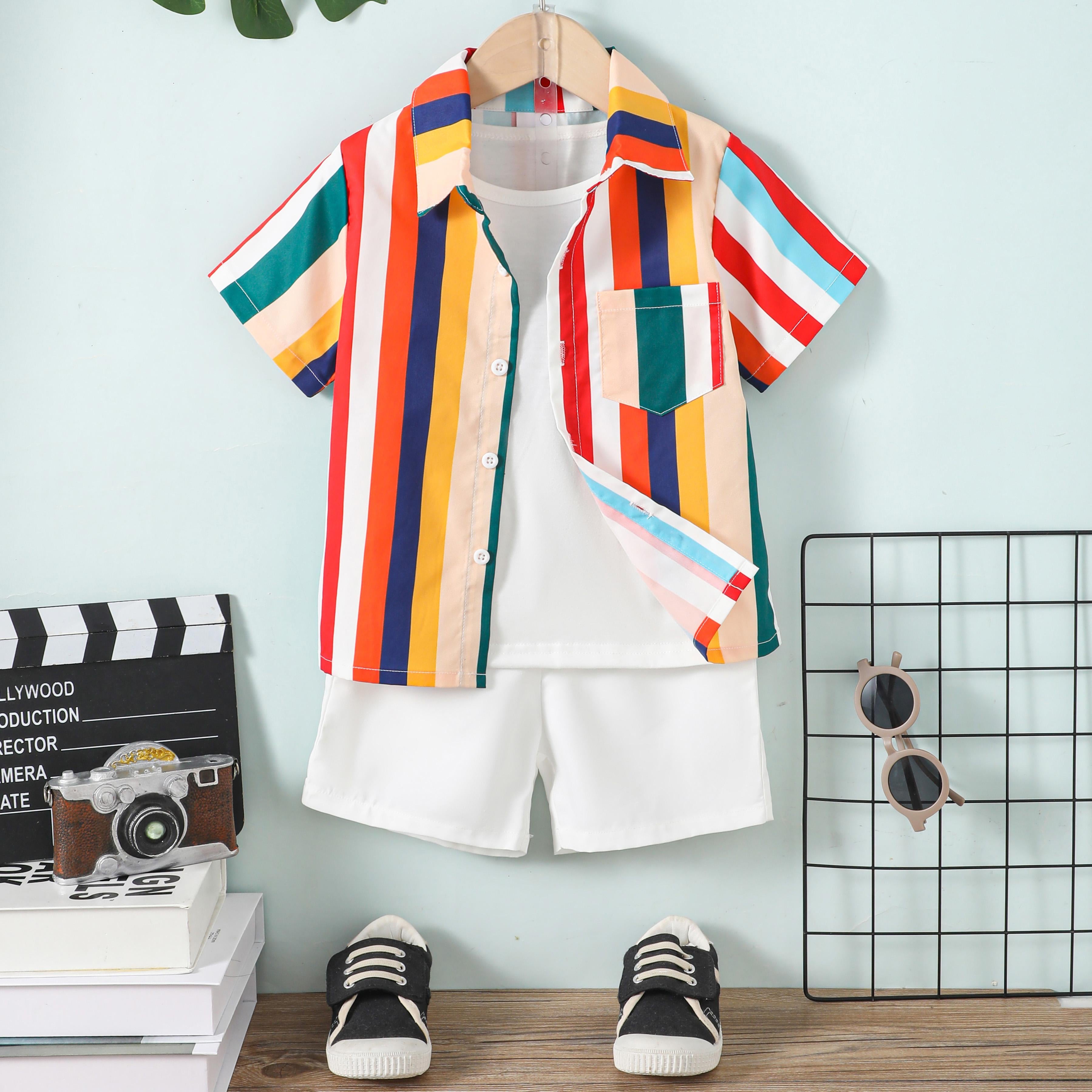 1-8Y Baby Boys Summer Outfits Pocket Shirts Elastic Shorts 2Pcs Clothes Toddler Clothes Wholesale Catpapa 46230630