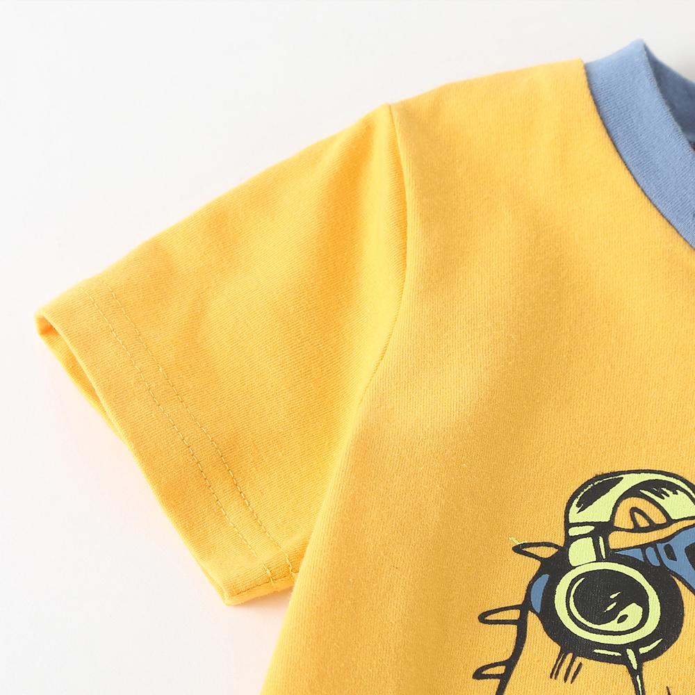 3-24M kid fashion boys Clothes Dinosaur Short sleeve shirt Elastic Shorts 2pcs Outfit Yellow catpapa 2184131