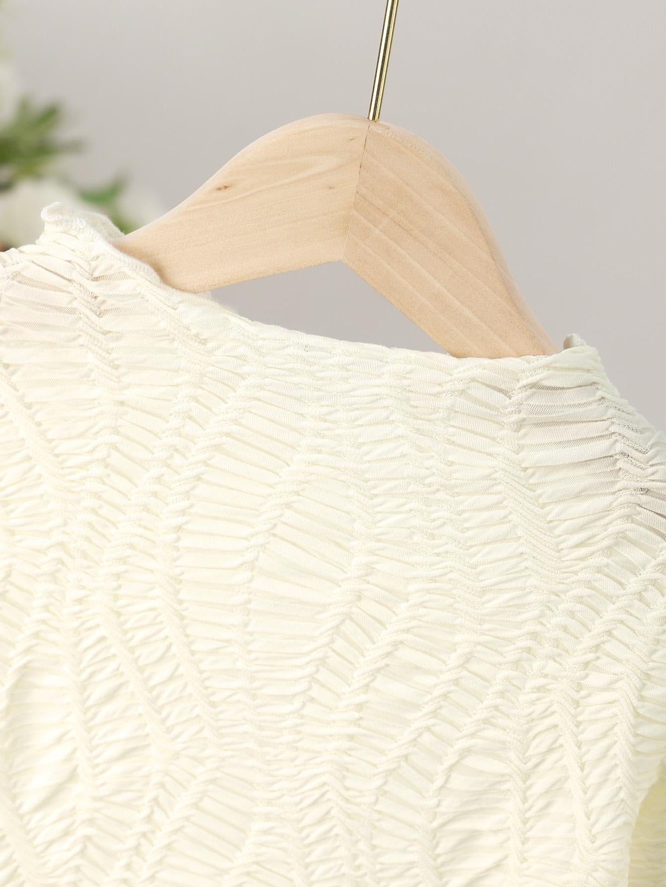 8-14Y Ready Stock 8-14y Big Girls Mock Neck Flare Sleeve Textured Fabric Sweater Elegant Top For Spring And Autumn Apricot Catpapa 462307020