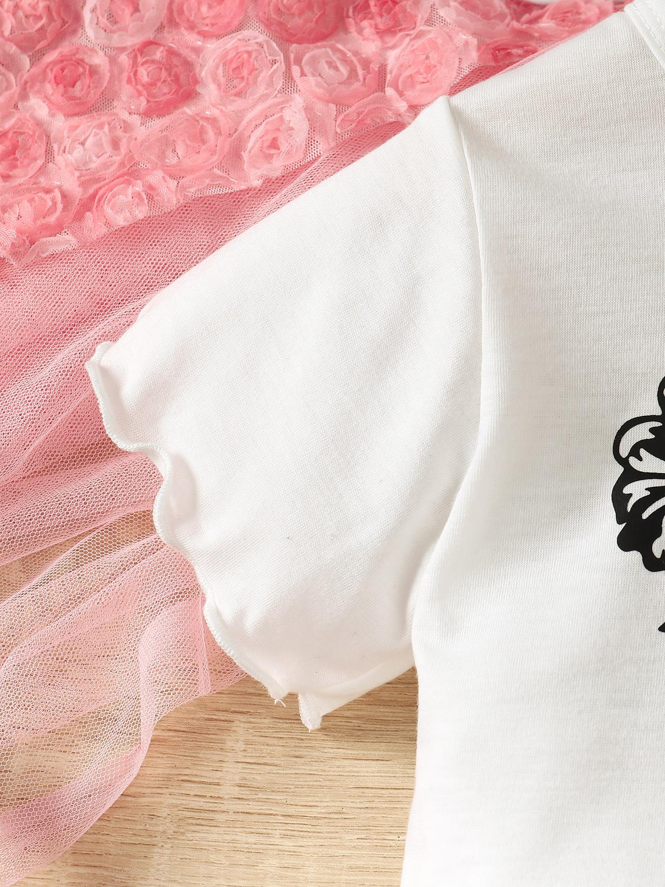 4-7Y Kid Girls' Valentine's Day Pants Sets Pagoda Sleeve Tops Elastic Heart Print Trousers 2Pcs Clothing From 4Y-7T White Catpapa GS132312162