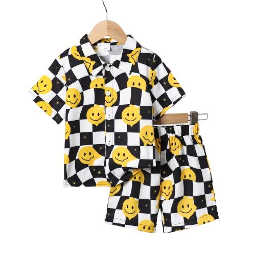 1-6Y Baby Boys Clothes Smiling Face Pattern Summer Toddler Boys shirt suit Wholesale Baby Clothes Catpapa 462306156