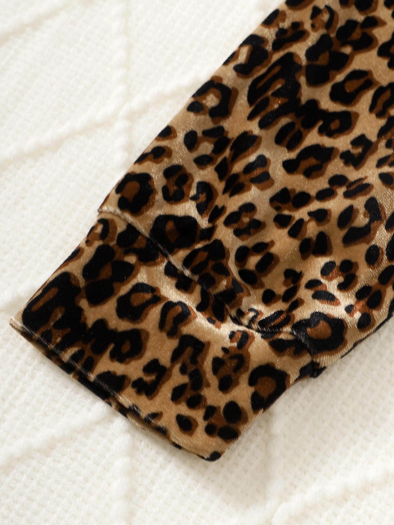 8-14Y Kid Girls Outfits Leopard Pattern Hoodies Short Sweater Hoodies Sleeveless Dress 2Pcs Nice Apparel Clothes Set Black Catpapa 462308013