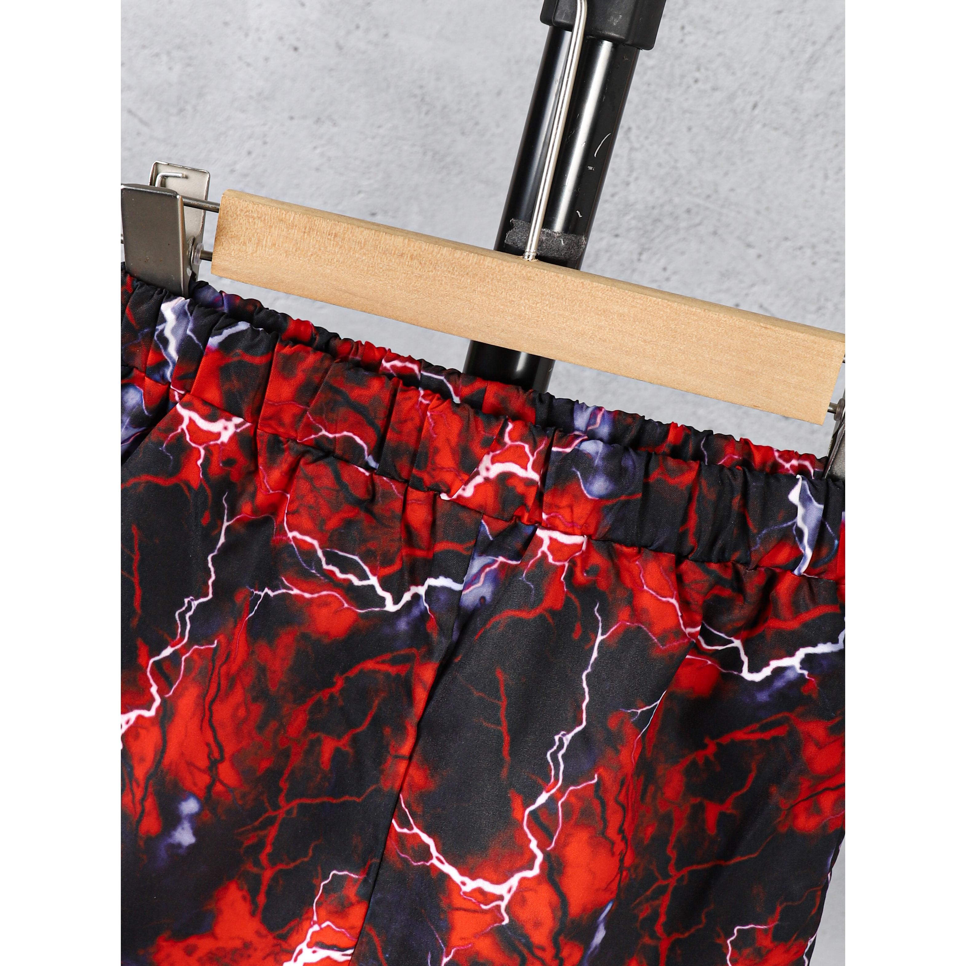 7-15Y Ready Stock Kids Boys Clothes Lighting Print Splice Summer T-shirts Elastic Shorts 2PCS Outfits Sets Black Catpapa 462306010
