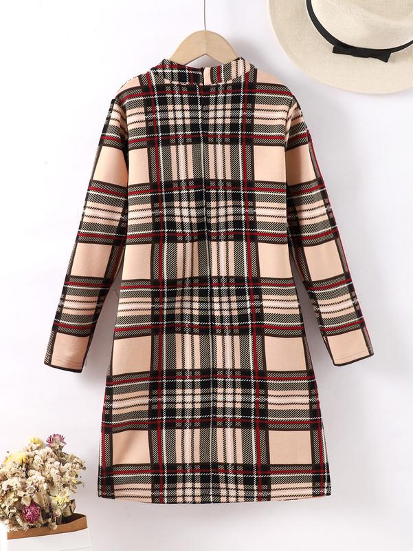 8-14Y Ready Stock Big Girls Dress Plaid Print Long Sleeve Round Neckline Dress One Piece Casual Dress Catpapa 462307017