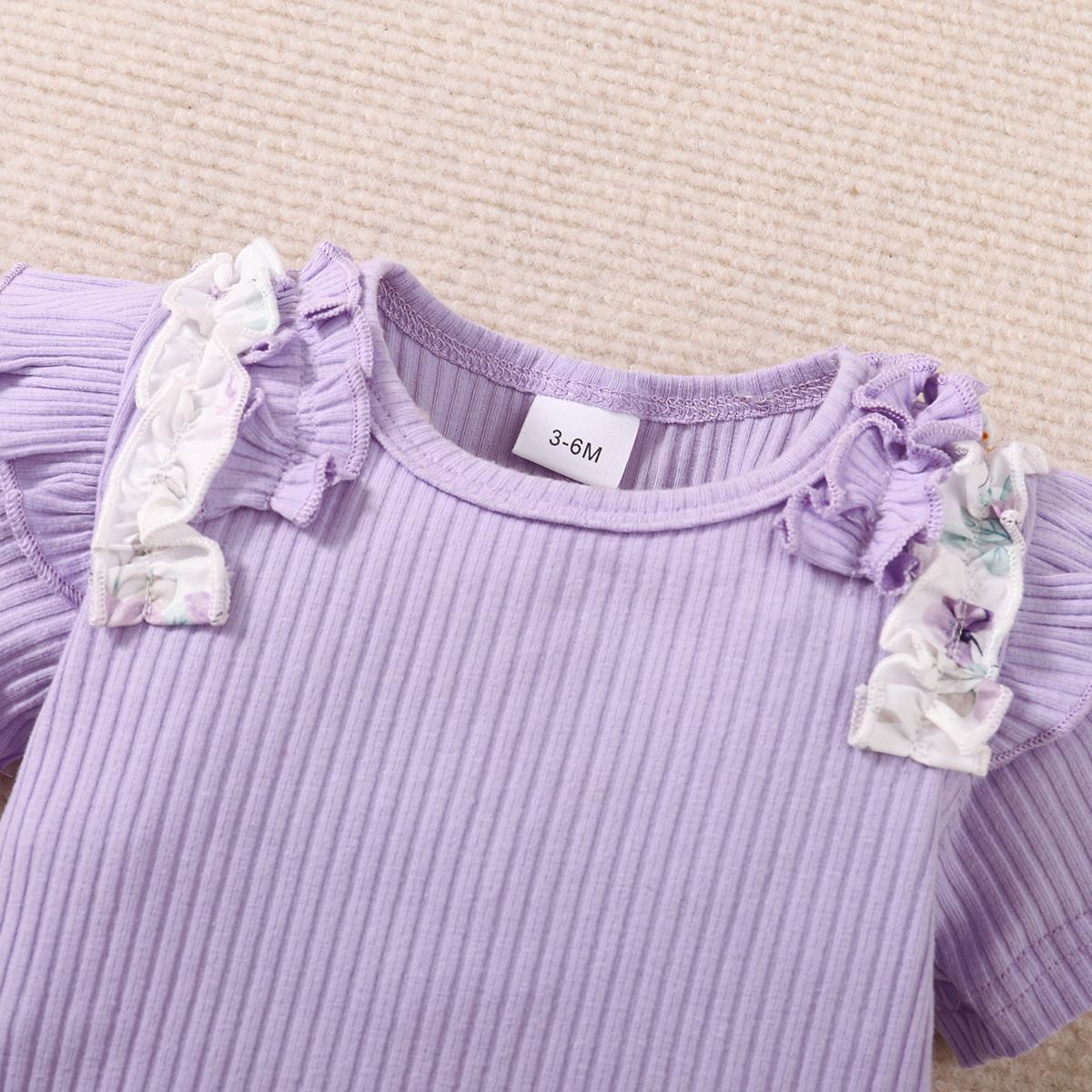 0-18M Baby Girls Clothes Ruffle Short Sleeve Romper Summer Purple Outfits  Baby Clothes Wholesale Catpapa YCS122212451