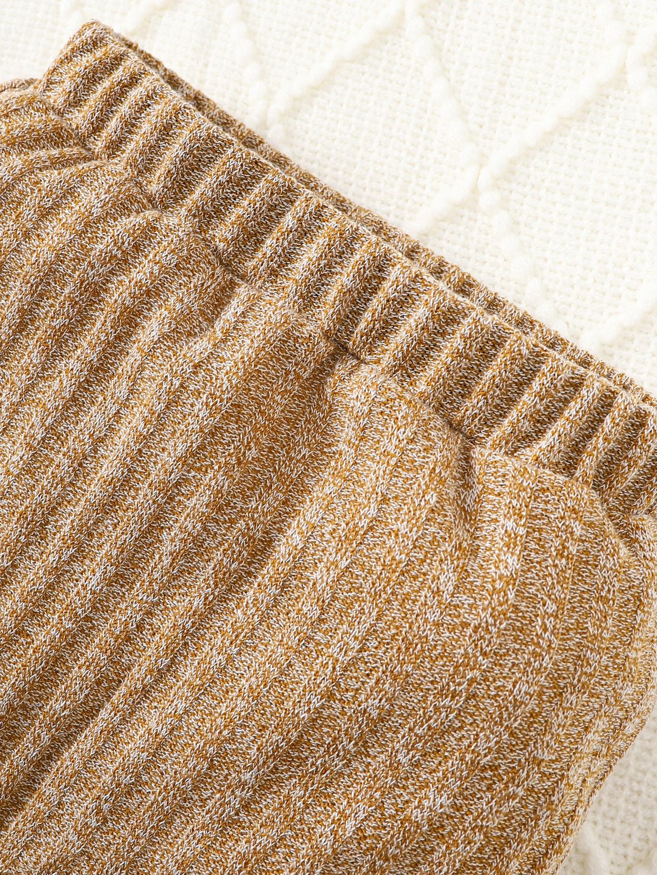 6M-3Y Baby Boys Clothes Solid Color Casual Knitted Long Sleeve Hoodies Tops Elastic Pants 2Pcs Outfits Size: 6M-3Y Light Brown Catpapa 462308181