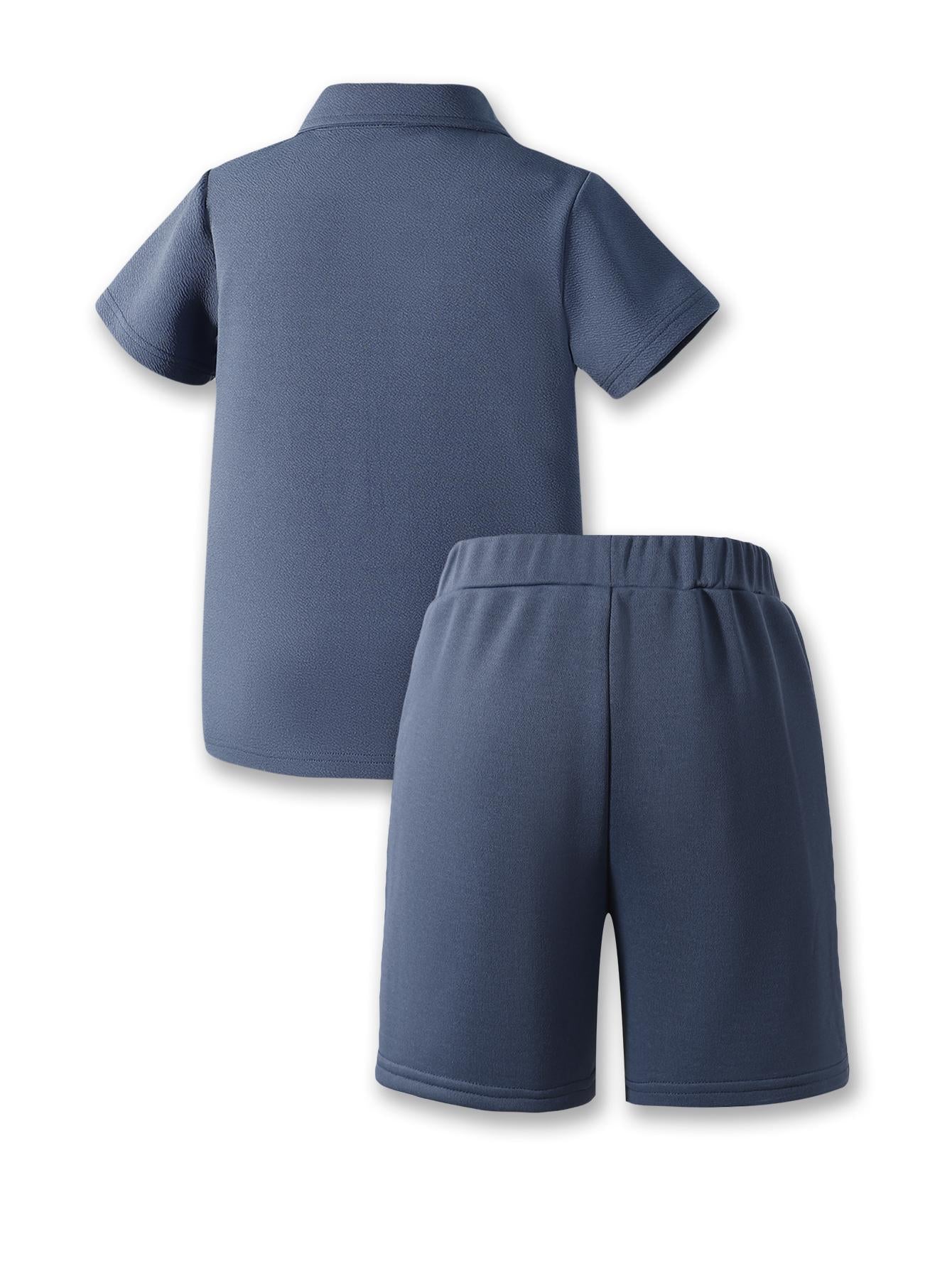 7-15Y Ready Stock Summer Outfits For  Kid Boys Color Block Turn-down Collar Polo Shirt Tops Elastic Shorts Sets 2Pcs Clothing Catpapa 462312460