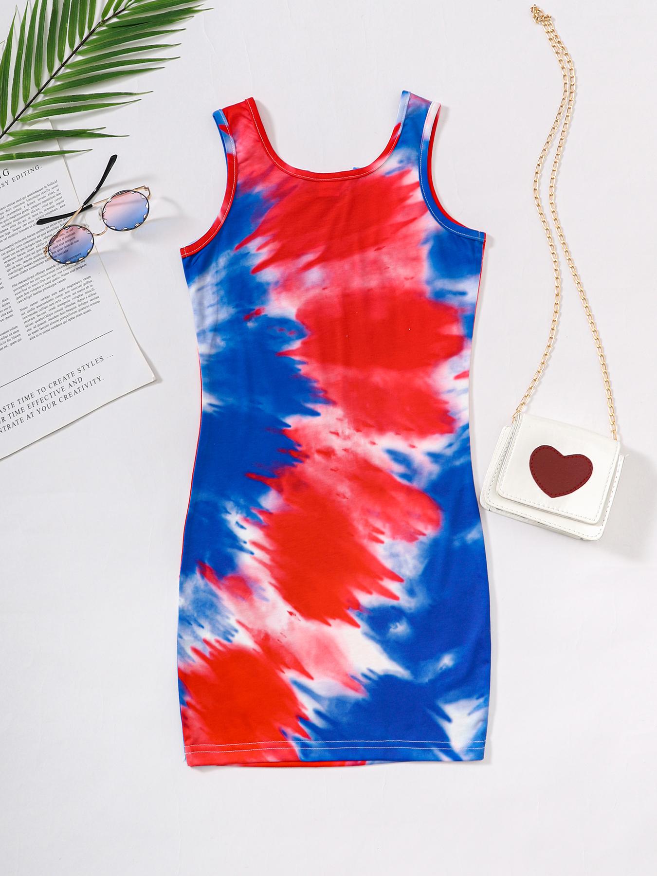 5-14Y Ready Stock Kids Girls Dress Tie-dye Sleeveless Summer Leisure Dress One Piece Casual Dress Catpapa 462306003