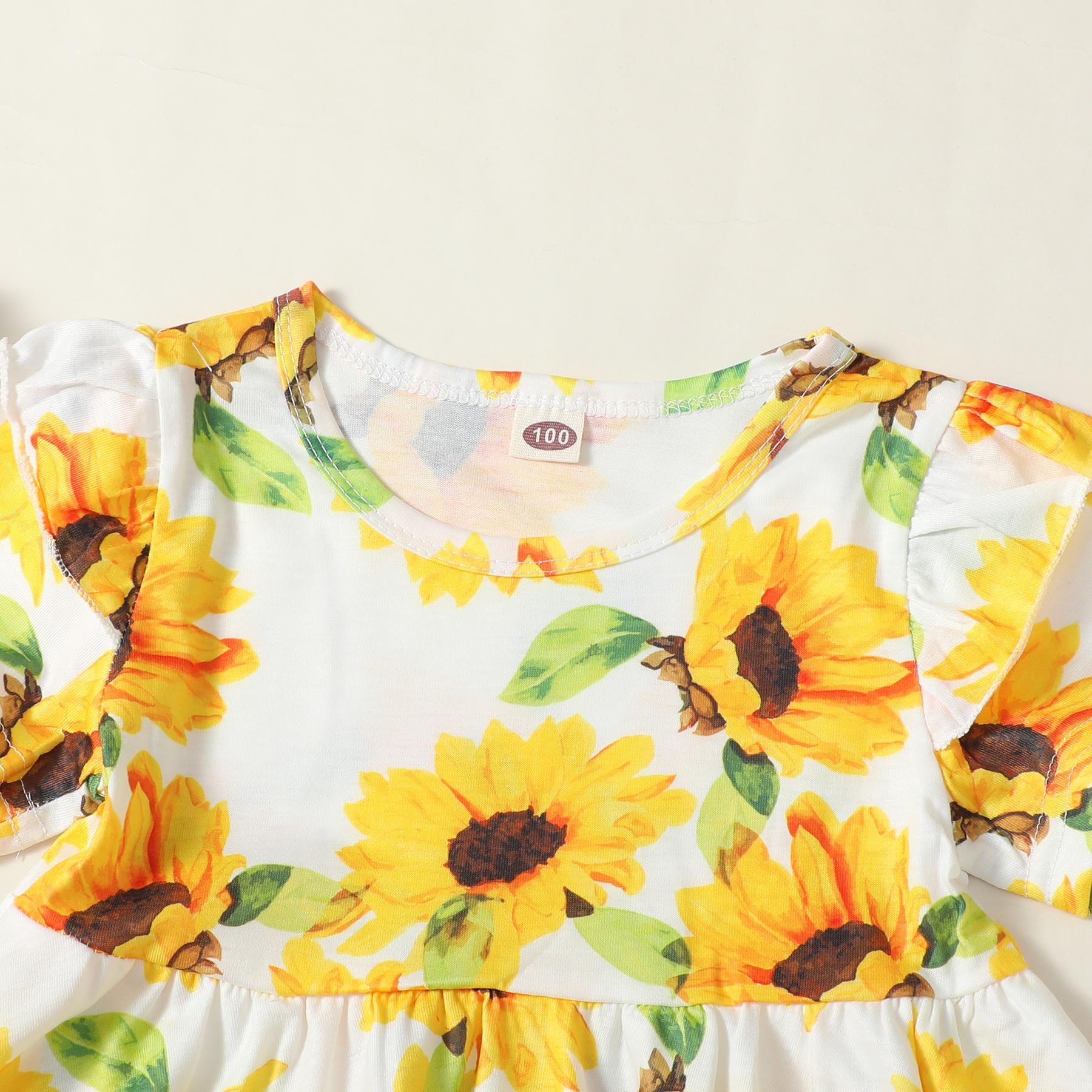 12M-4Y Baby Outfits Baby Girl Sunflowers T-Shirt Short Jeans 2PCS Catpapa YMX2003015