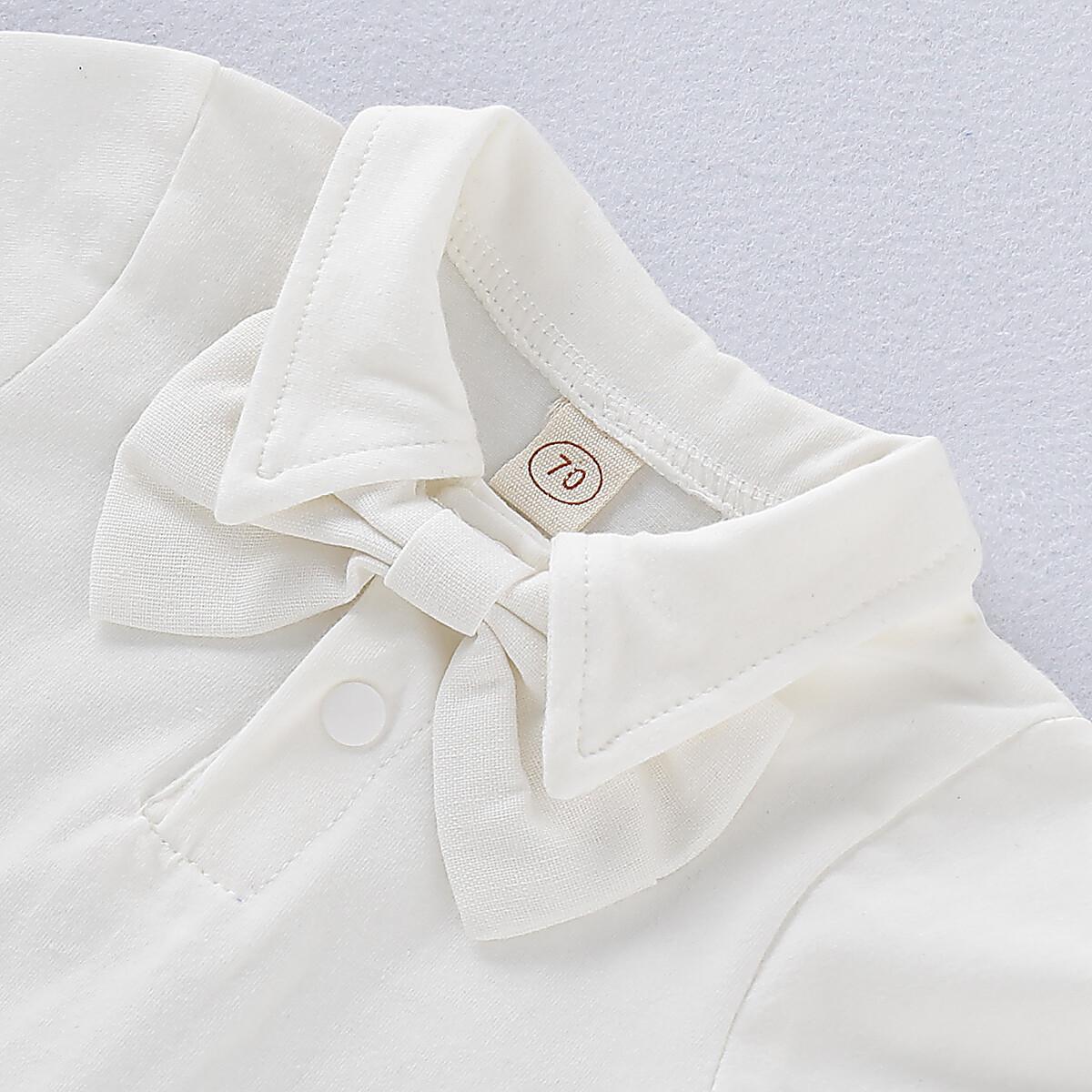 3-24M Christening Newborn Baby Boys Clothes Baby Boys 2PCS Outfits Short Sleeve Lapel Romper Tops Overall Shorts Gentle Set White Catpapa 190390-1