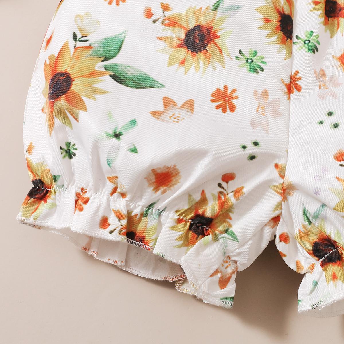 6M-3Y Ready Stock 6m-3y Baby Girls Clothes Summer One Shoulder Lotus Leaf Collar Tops Floral Shorts 2Pcs Outfits Catpapa 22103013