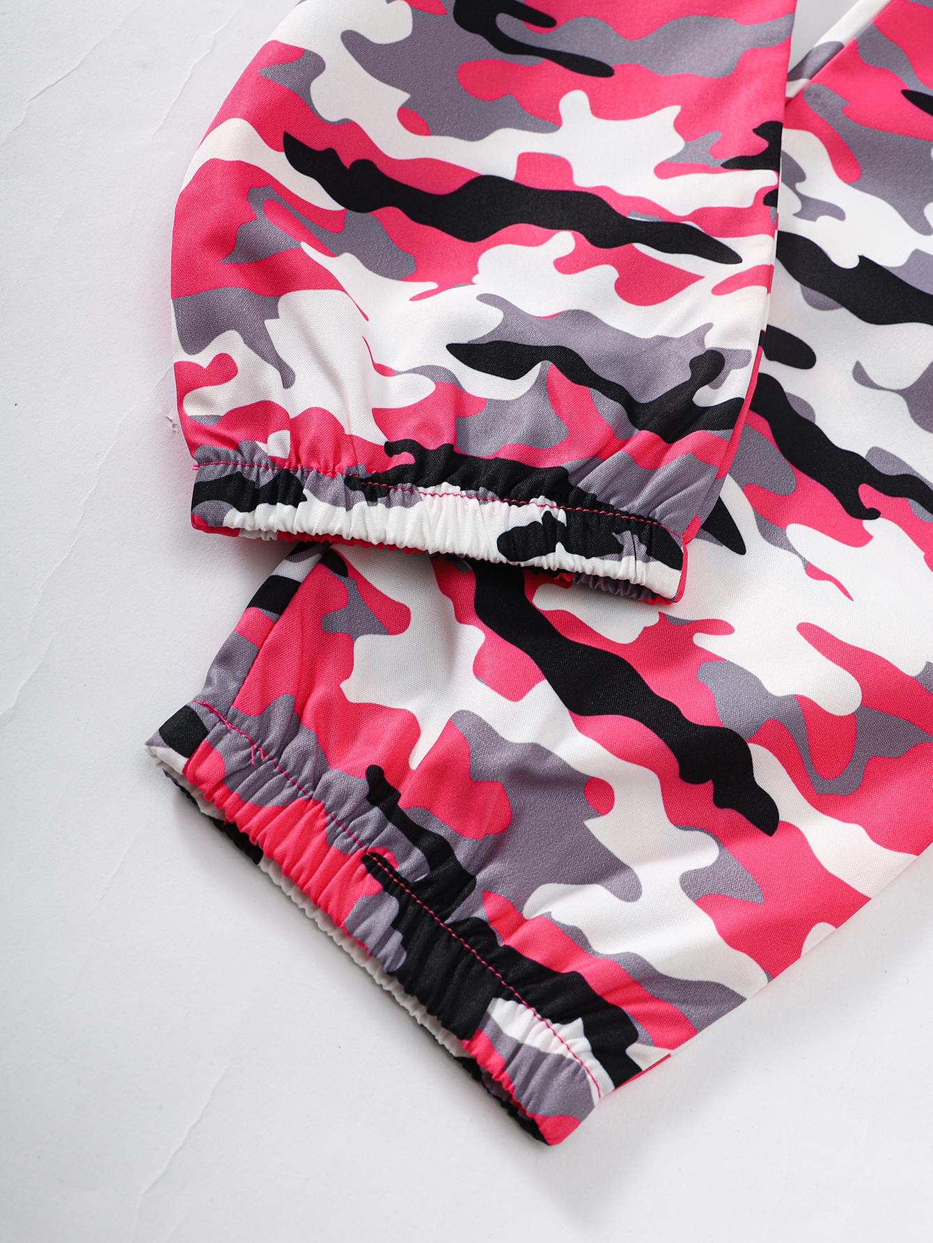 8-14Y Kids Girls Clothes Los Angeles Graphic Long Sleeve Casual Tops Elastic Camouflage Pants 2Pcs Fall Winter Outfits Rose Red Catpapa 462305014