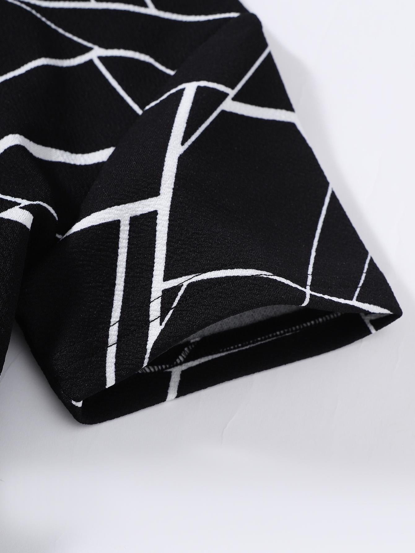 7-15Y Ready Stock Kids Boys Clothes Geographical Printing Summer Turn-down Collar Shirt Elastic Shorts 2Pcs Outfits Set Black Catpapa 462312461