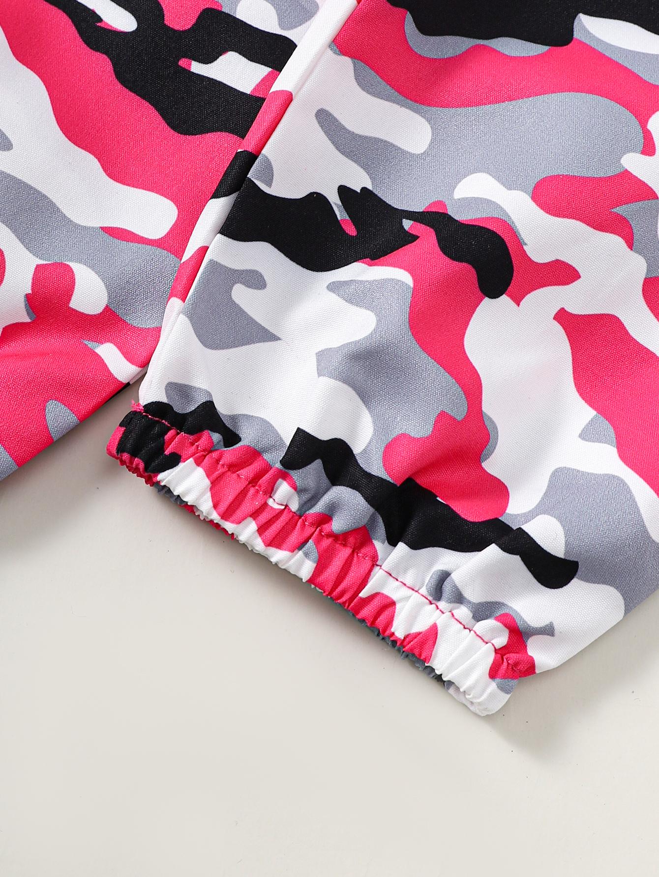 8-14Y Big Girls Clothes Los Angeles Elastic Camouflage Pants 2Pcs Spring Summer Outfits Rose Red Catpapa 462311019