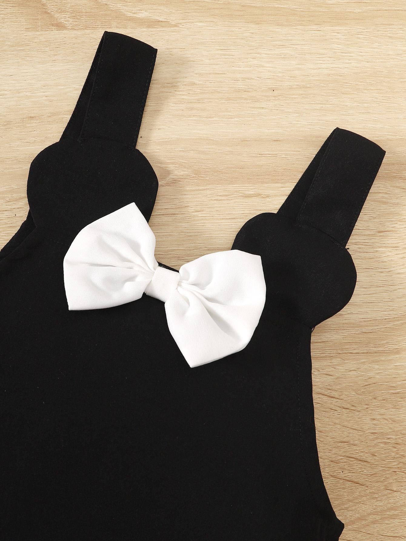 3-24M Baby Girls Ready Stock Clothes Bow Pattern Print Long Sleeve Tops Straps Suspender Skirts 2Pcs Spring Fall Outfits Black Catpapa 462308302