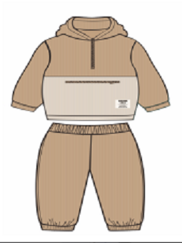 4-7Y boys khaki color block hooded long-sleeved trousers suit boys winter wear baby boy clothes Catpapa 112208752-1