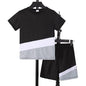 7-15Y Ready Stock  Big Boys Summer Clothes Three-color Splicing Short Casual Tee Elastic Shorts 2-Pieces Outfit Sets Black Catpapa 462401034/462401035
